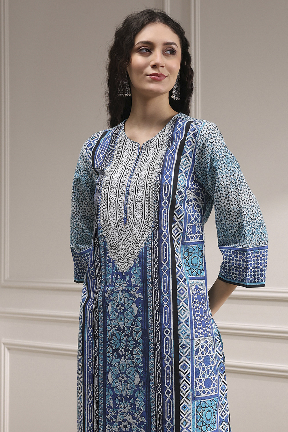 Brown Cotton Printed Straight Suit Set image number 1