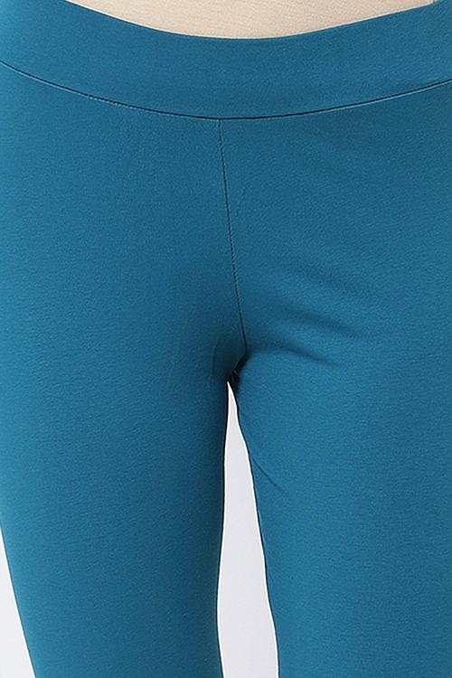 Teal Cotton Blend Solid Anklets image number 1