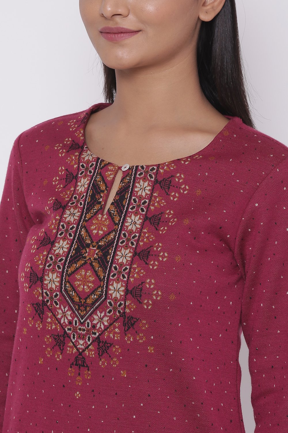 Black Woolen Short Yarndyed Kurti image number 1