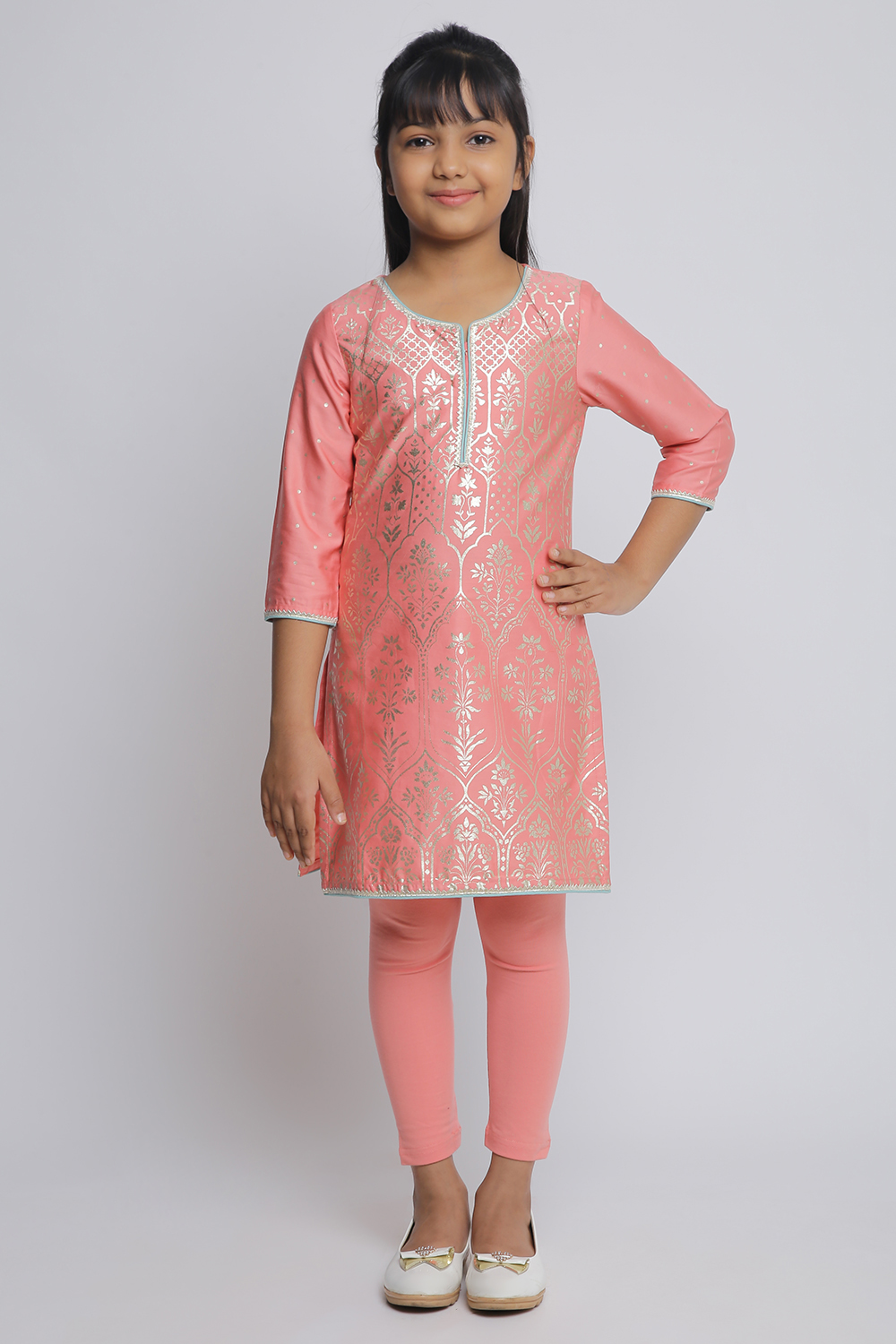 Turquoise Cotton Straight Kurta Legging Suit Set image number 2