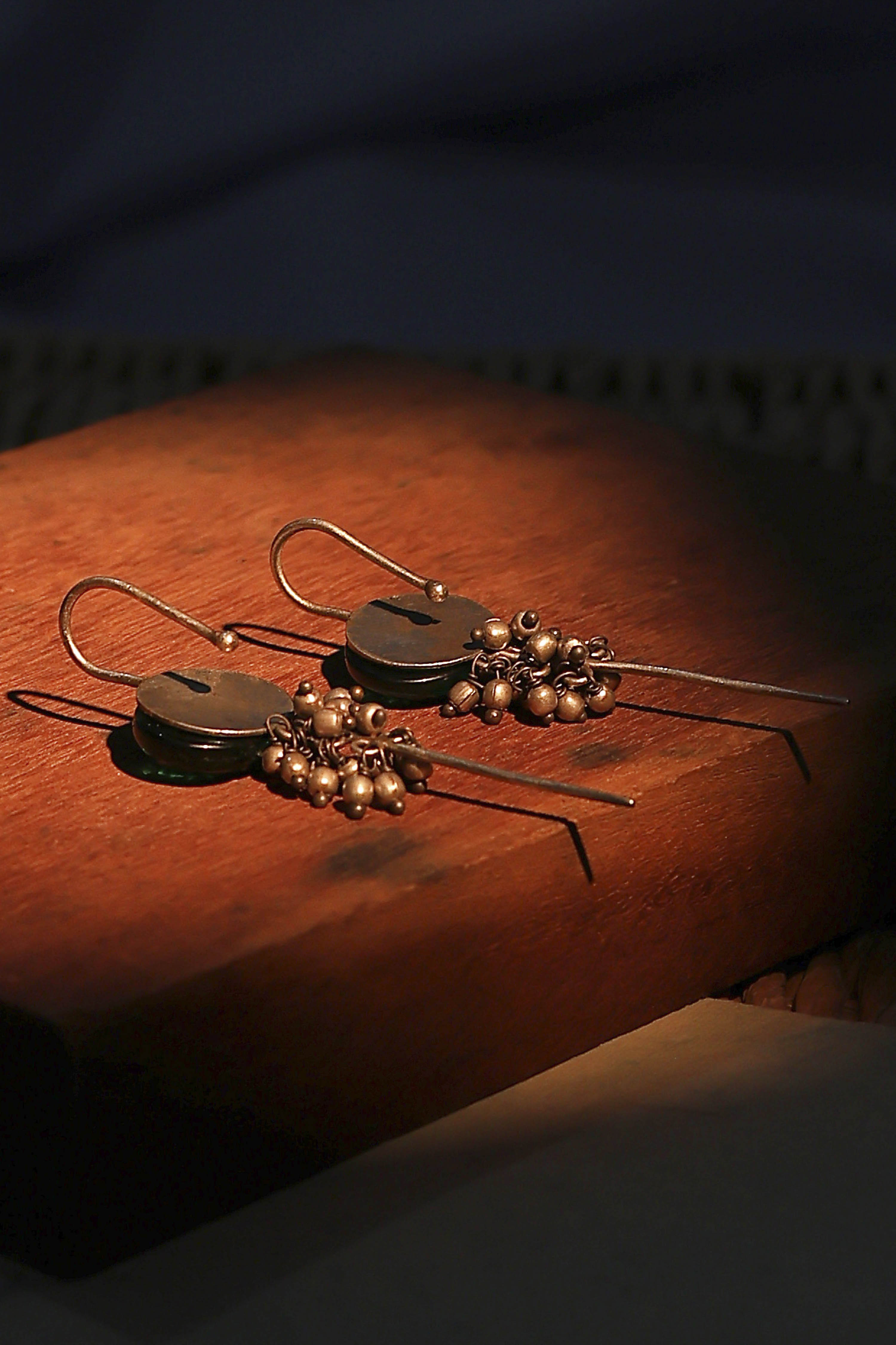 Green Stone Embellished Earrings image number 2