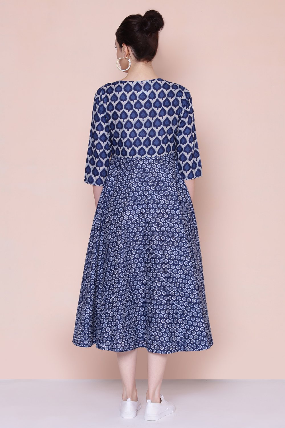 Indigo Cotton A-line Dress image number 5