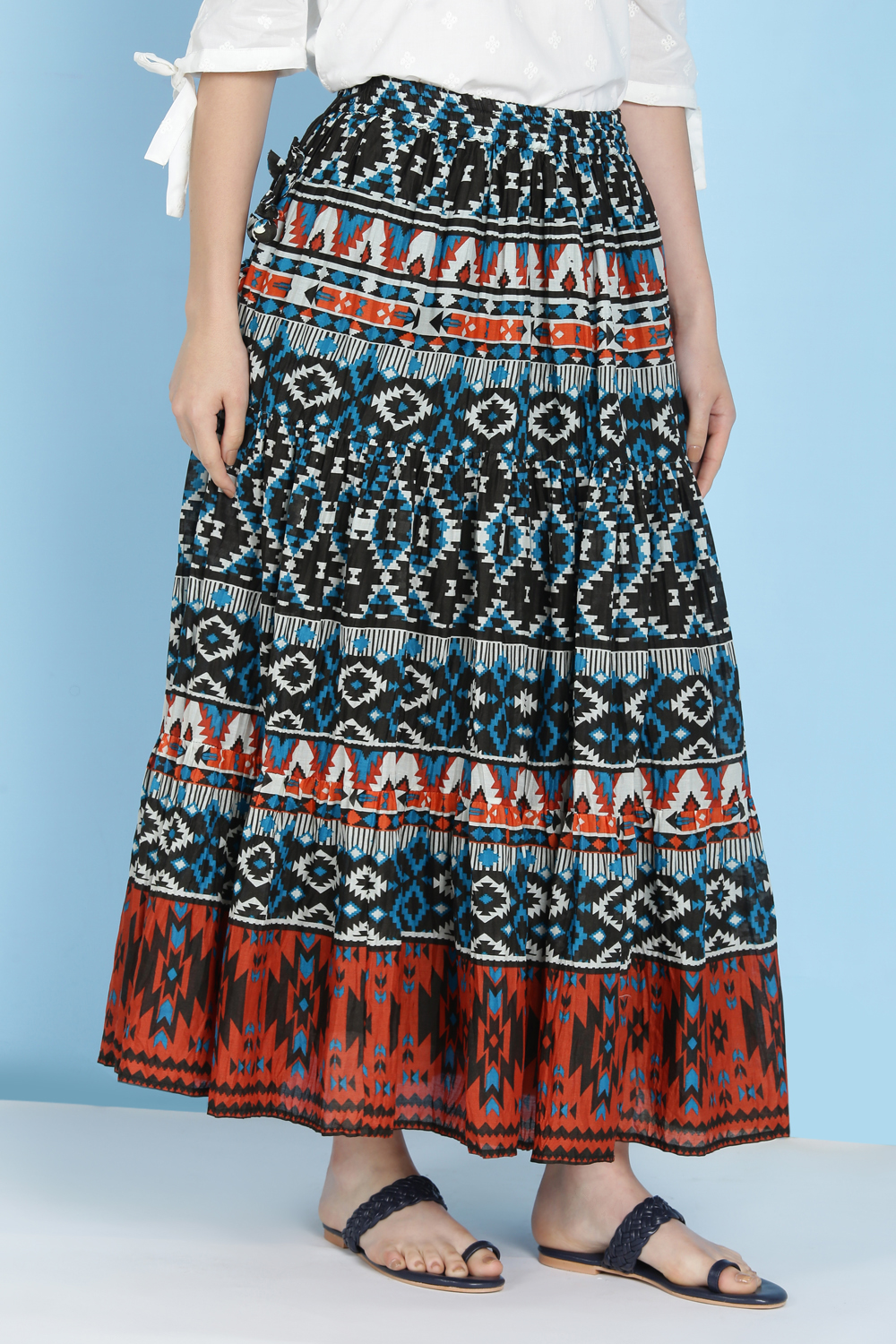 Black Cotton Long Skirt image number 3