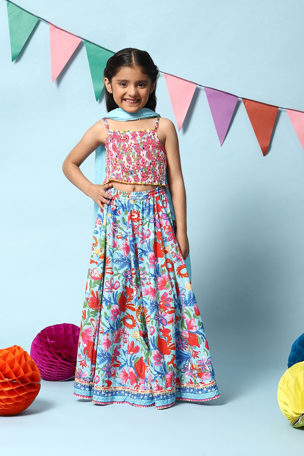 Pink Viscose Short Top Lehenga Set image number 7