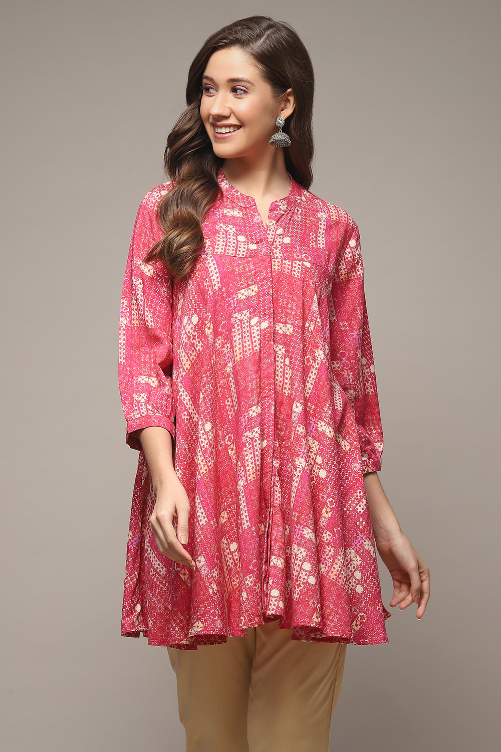 Navy LIVA Printed Kurti image number 1