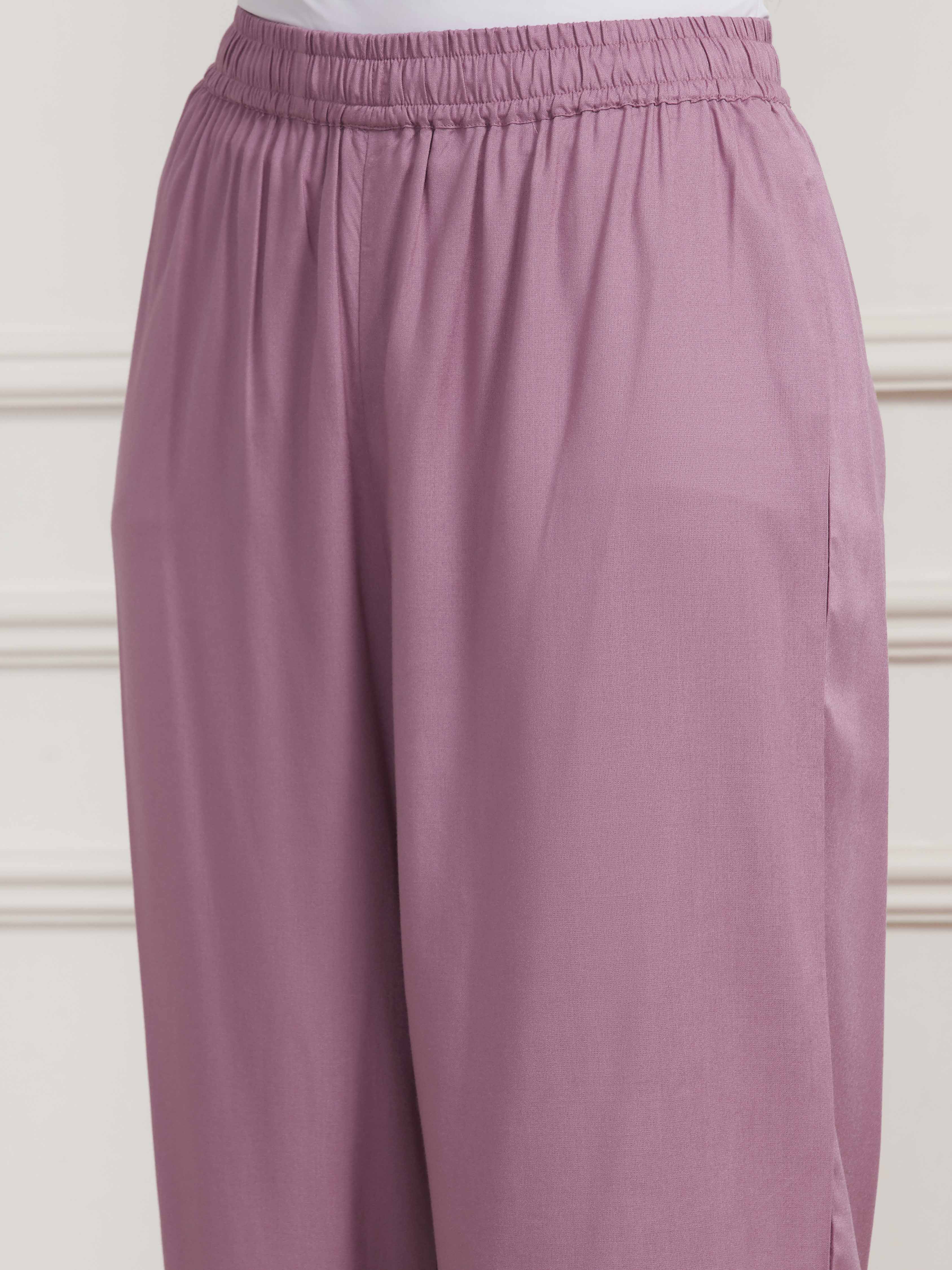 Lavender Floral Printed Straight Kurta Set image number 2