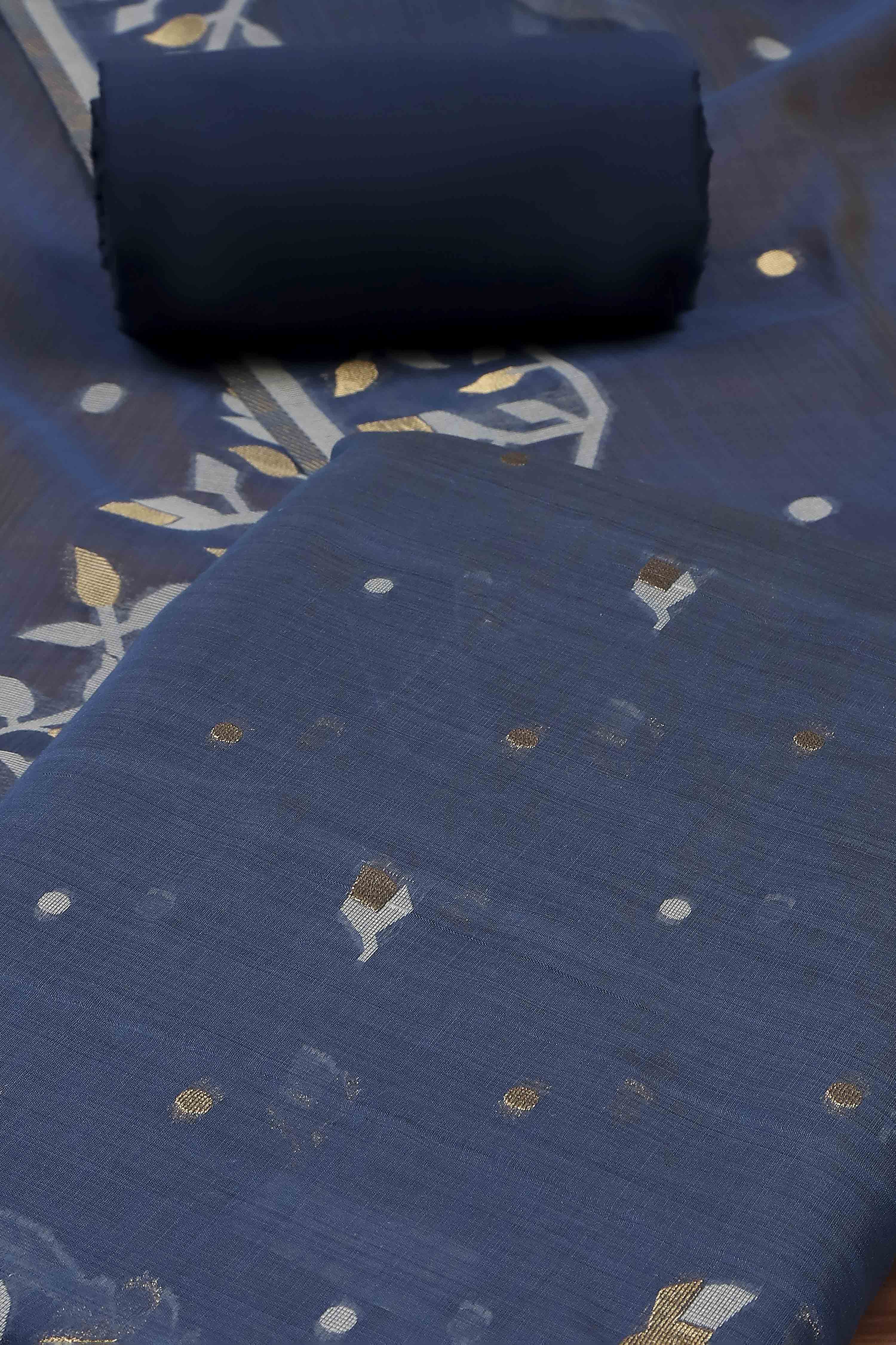 Green Cotton Jamdani Unstitched Suit Set image number 1