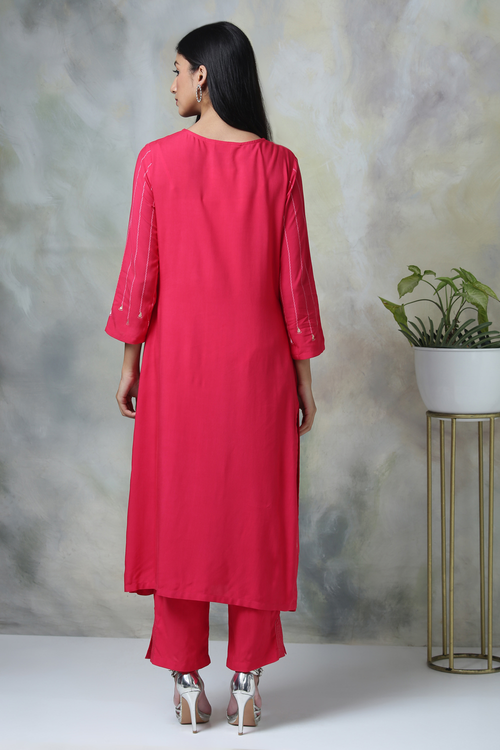 Blue Rayon Straight Kurta Pants Set image number 6