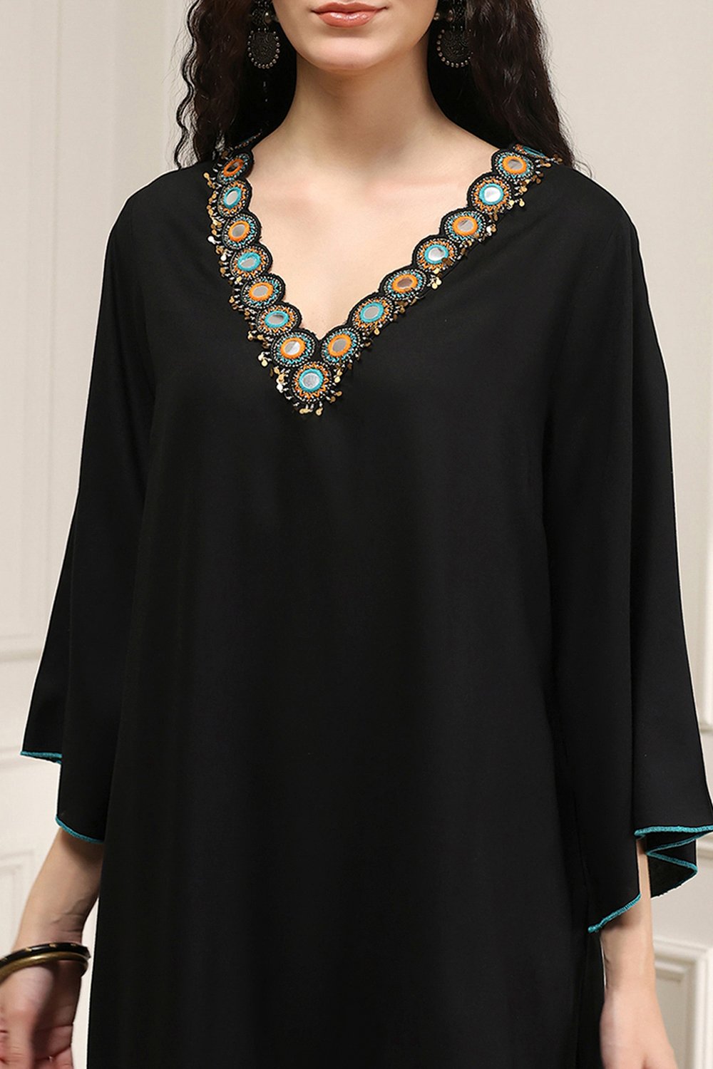Black Viscose Rayon Relaxed Solid Suit Set image number 1