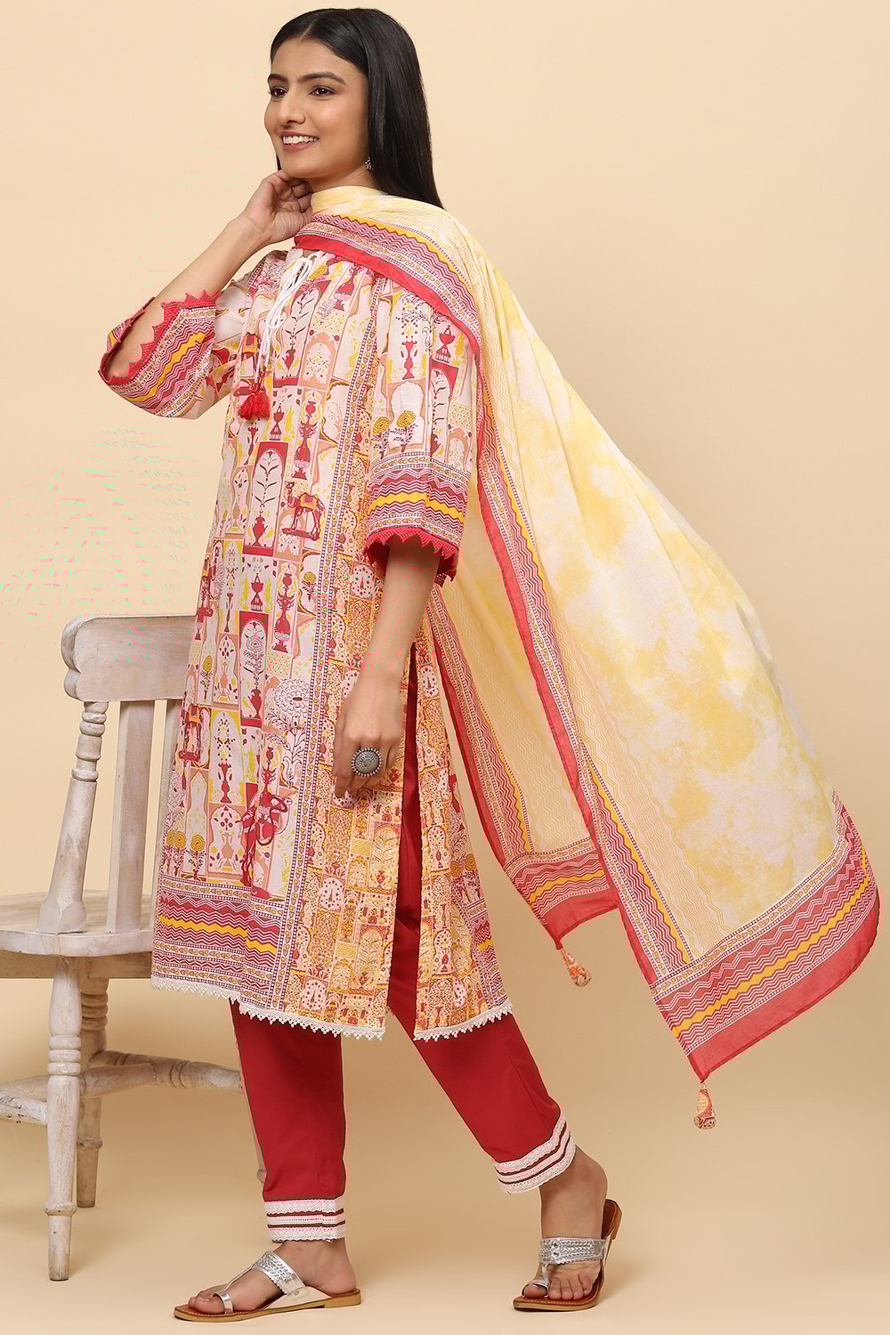 Indigo Cotton Straight Kurta Regular Pant Suit Set image number 7