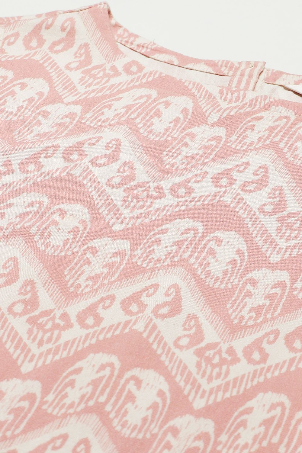 Dull Rose Rayon Straight Fusion Printed Kurta Set image number 1
