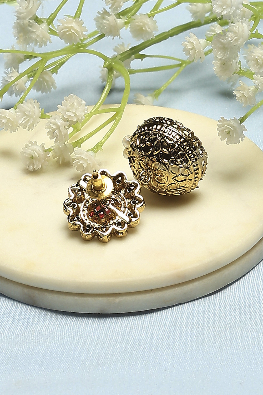 Red Brass Jhumka image number 2