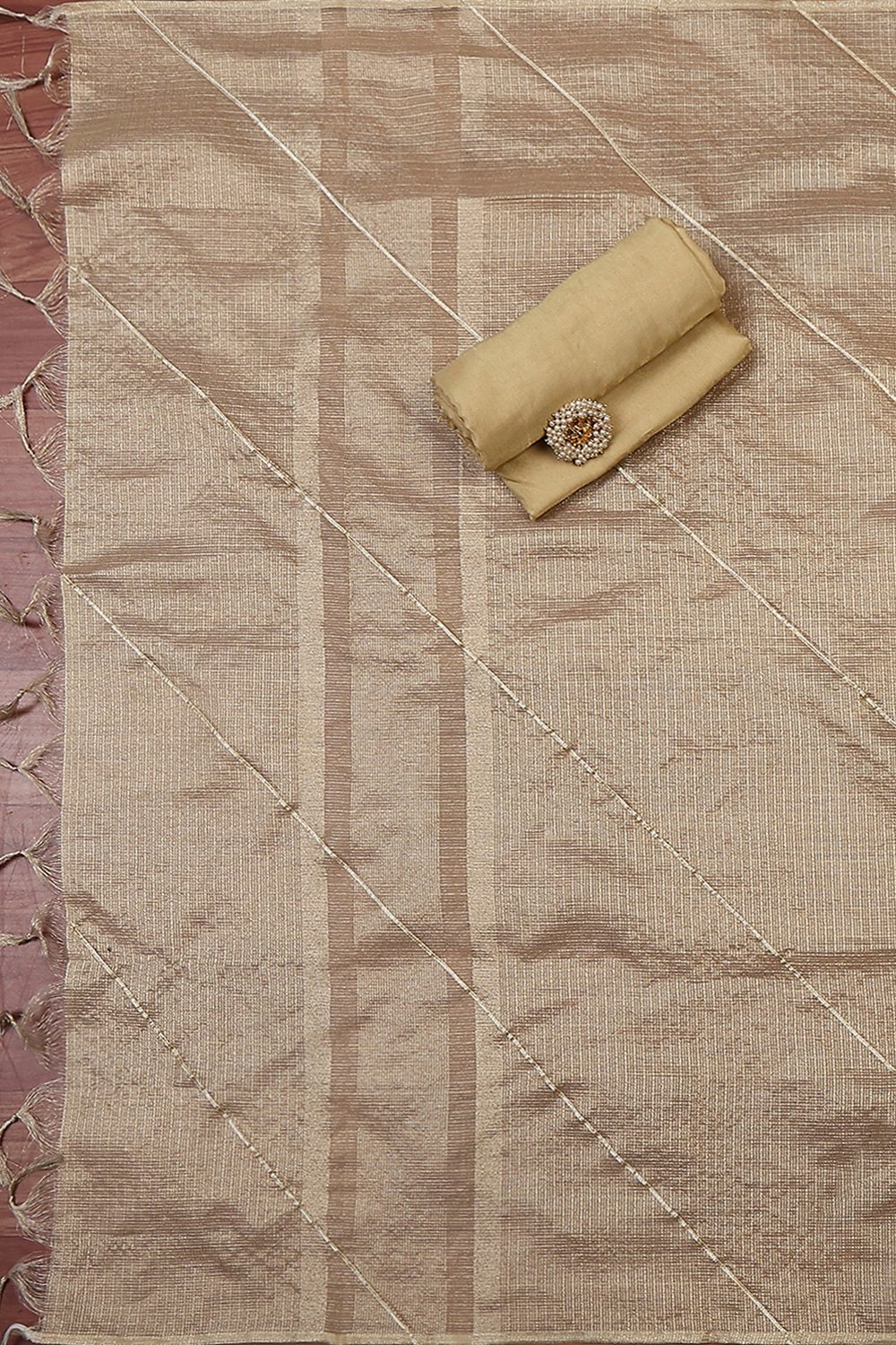 Peach-Toned Tissue Embroidered Unstitched Suit Set image number 3