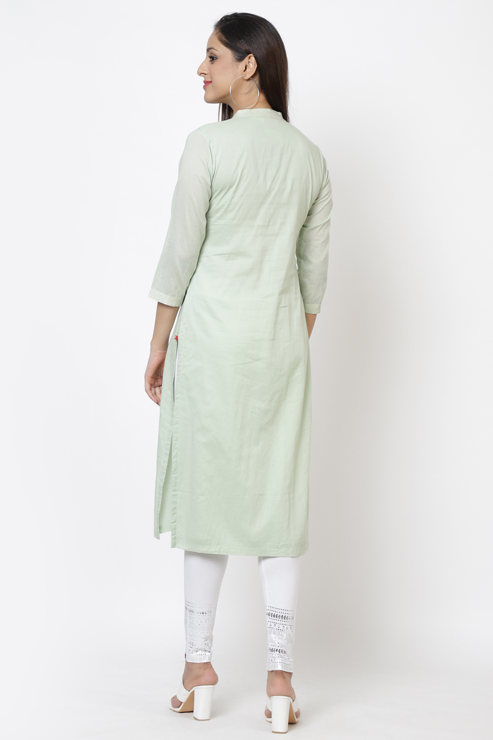 Ivory Cotton Straight Yarndyed Kurta image number 5