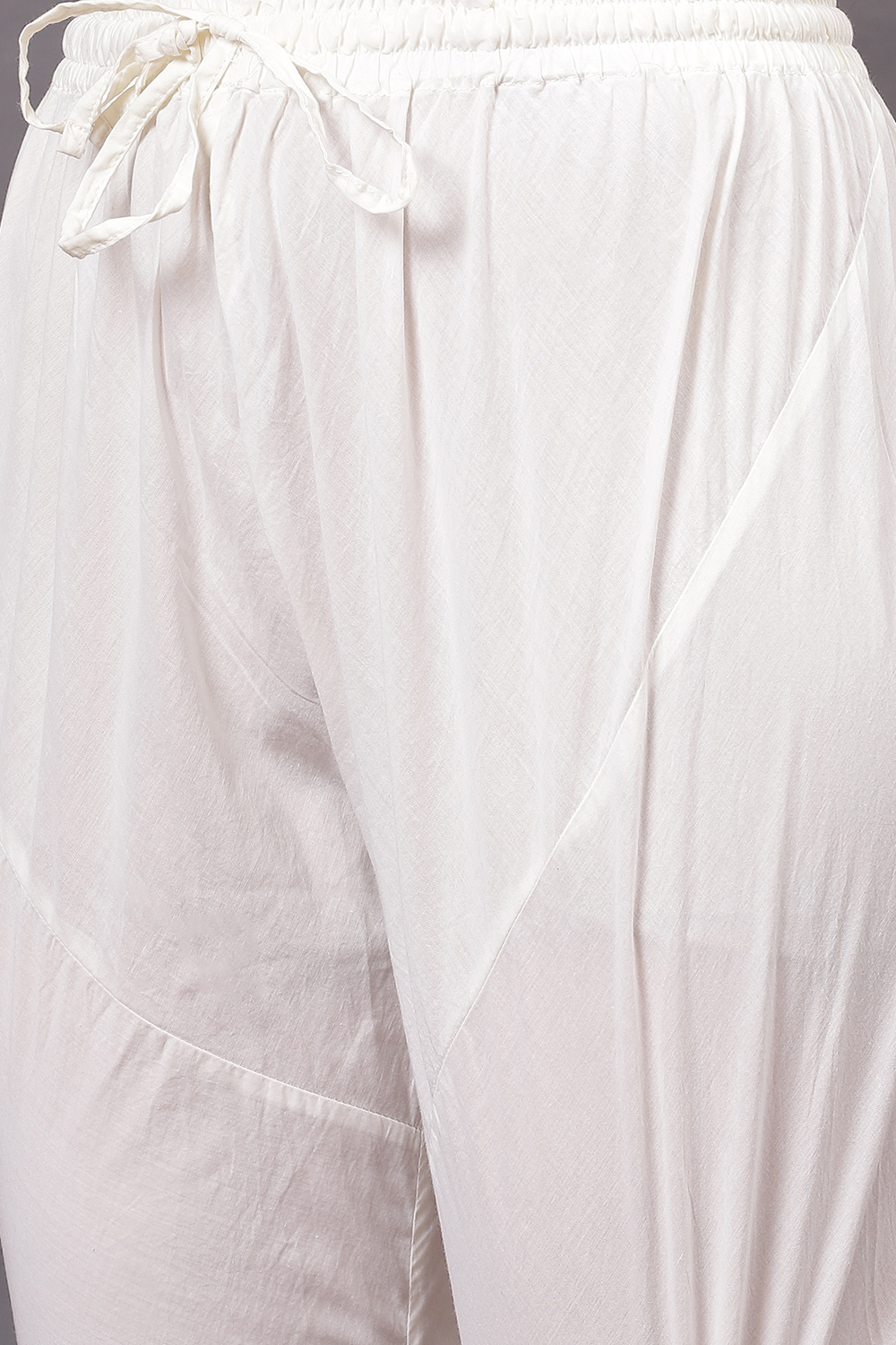 Off White Cotton Silk Flared Yarndyed Suit Set image number 2