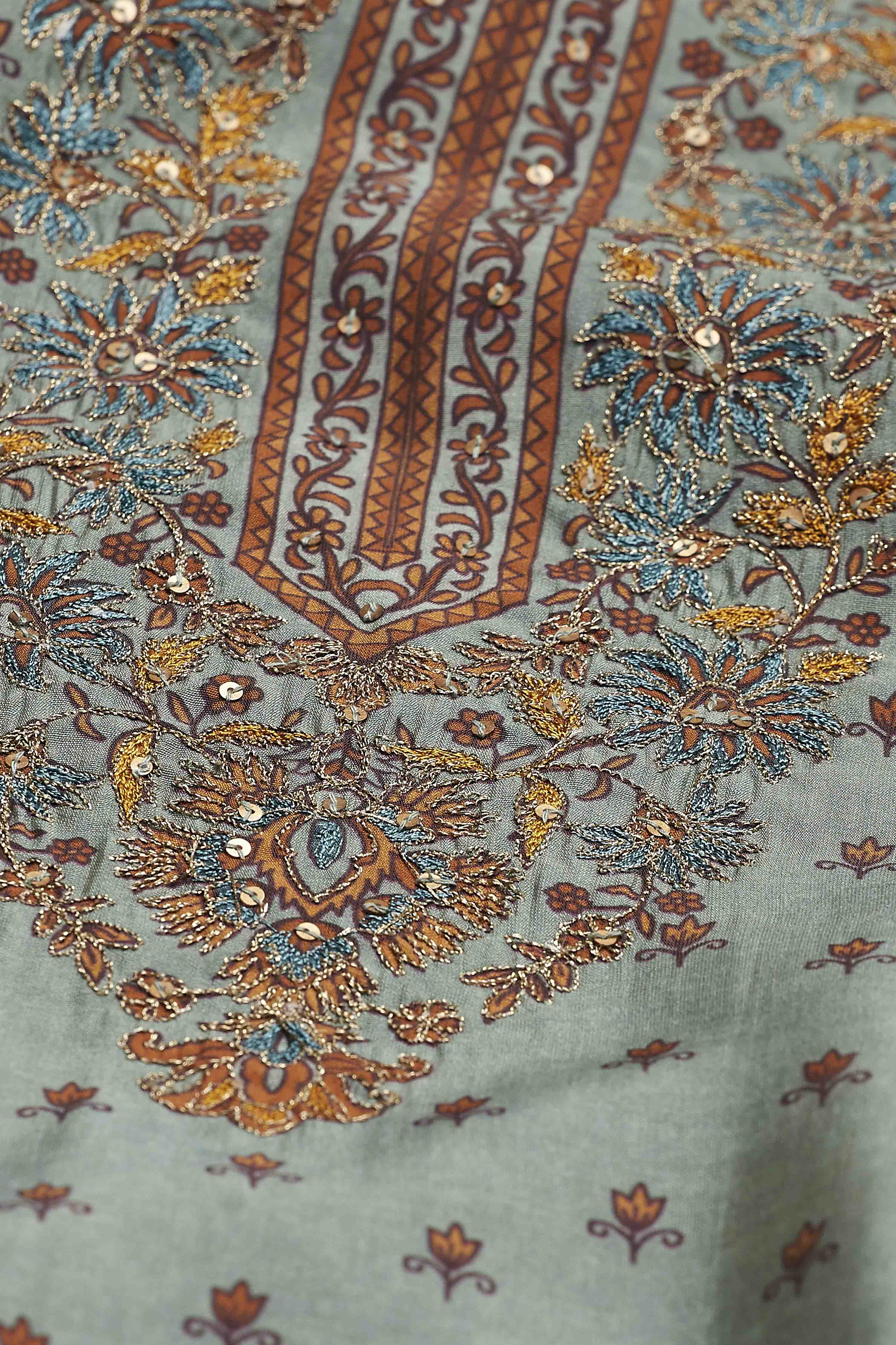 Teal Green Viscose Blend Printed Straight Kurta Set image number 6