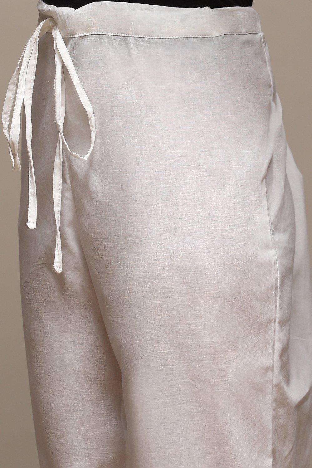 Off White Cotton Regular Pants image number 1