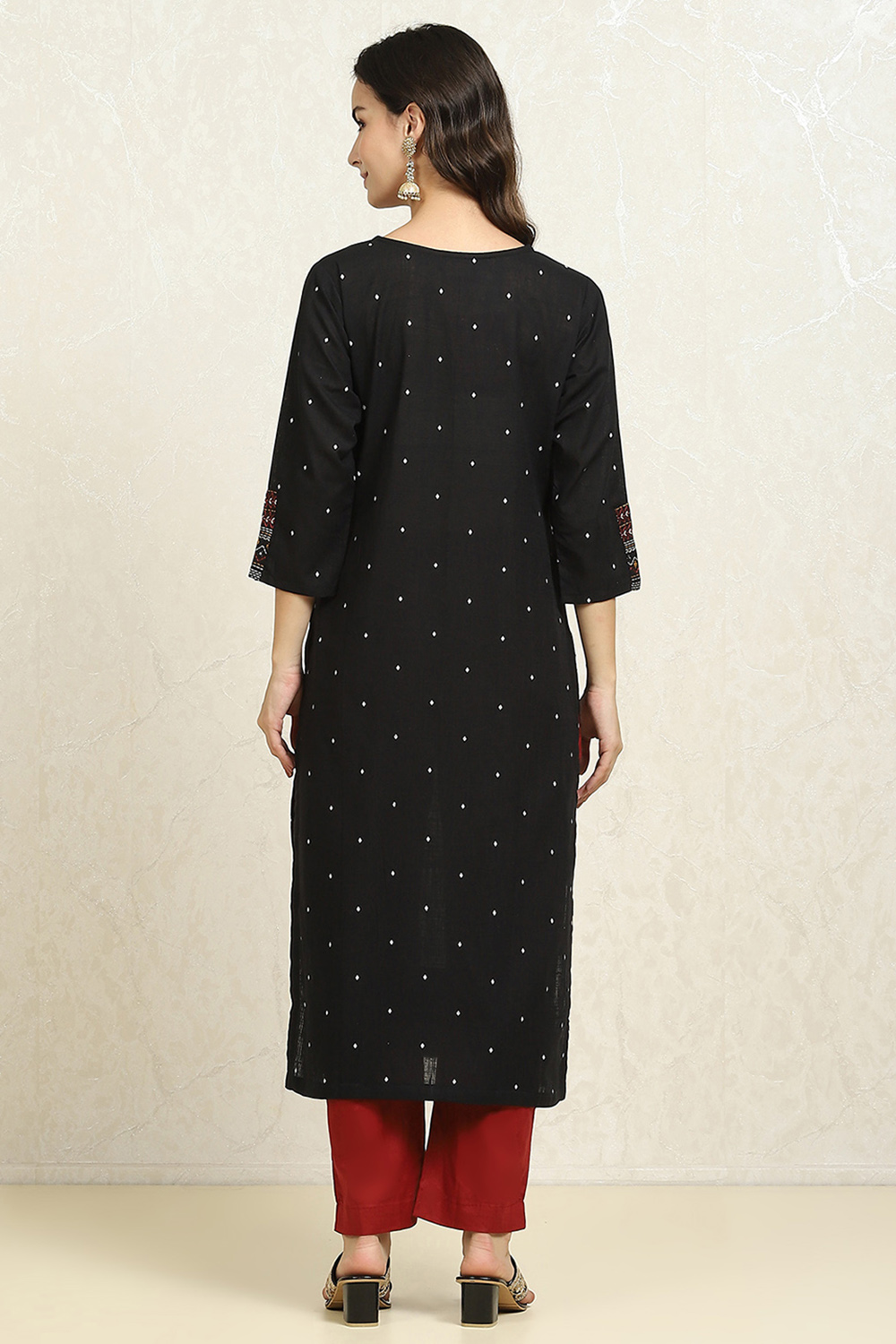 Yellow Cotton Handloom Unstitched Suit Set image number 5