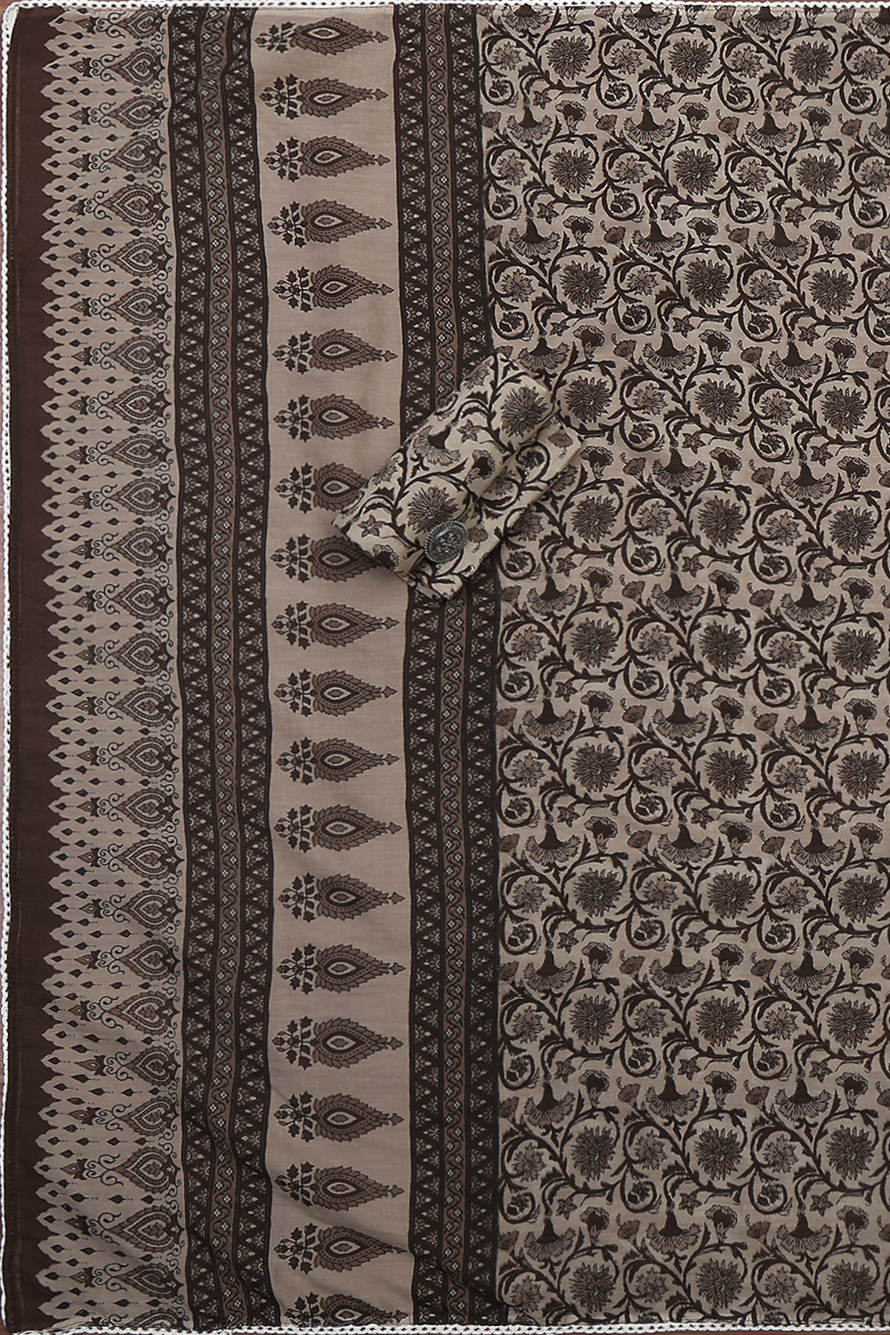 Indigo Cotton Screen Print Unstitched Suit Set image number 3