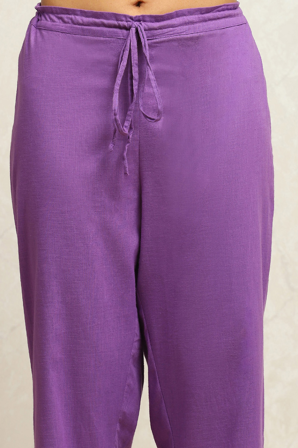 Purple Cotton Printed Straight Suit Set image number 2