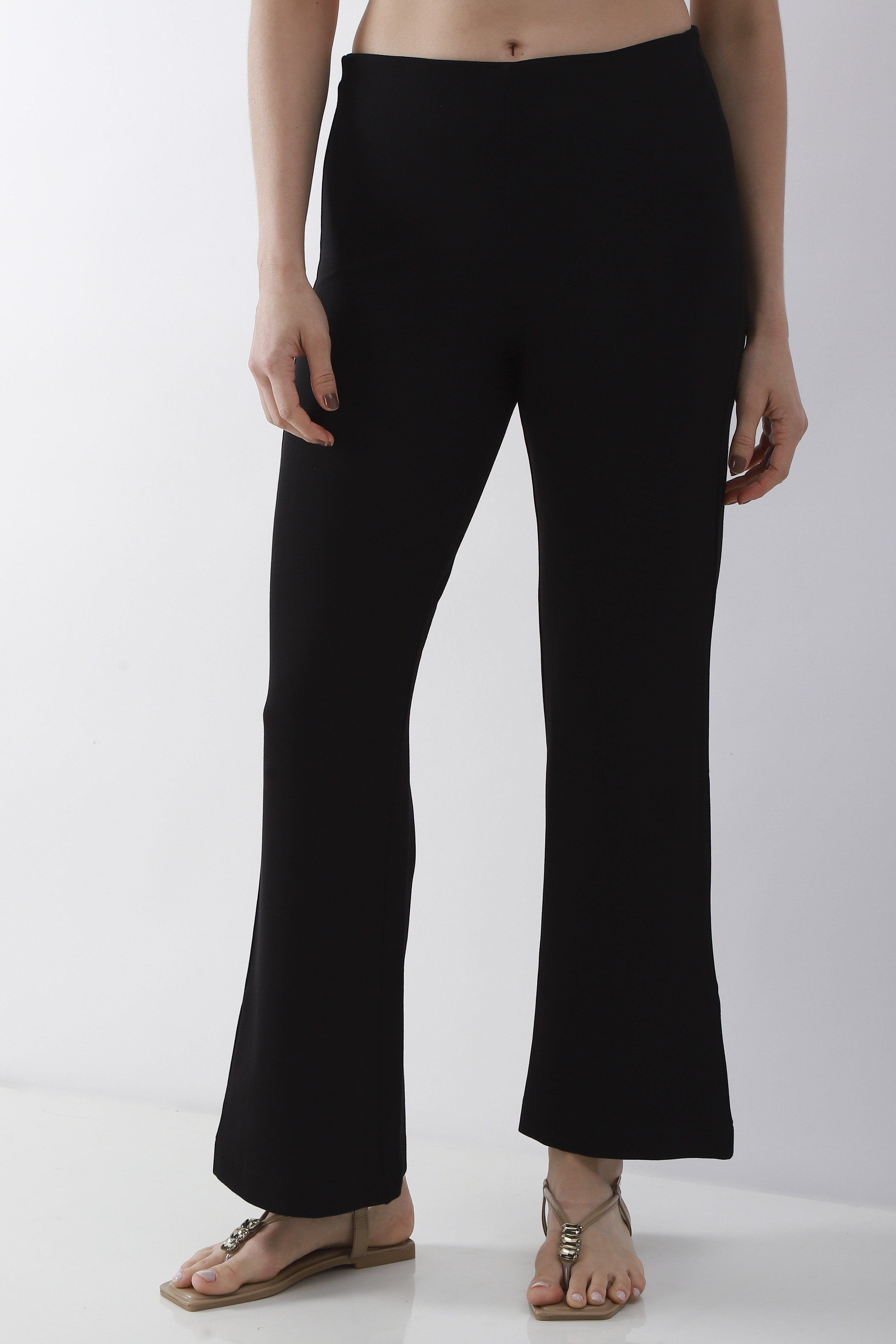 Olive Viscose Rayon Flared Pant image number 4