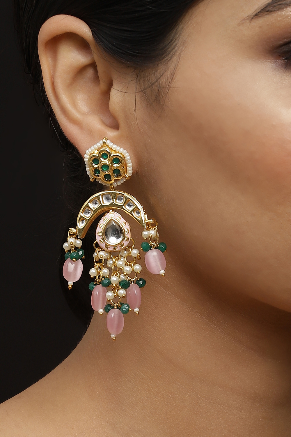 Mint Green and Pink Earrings image number 1
