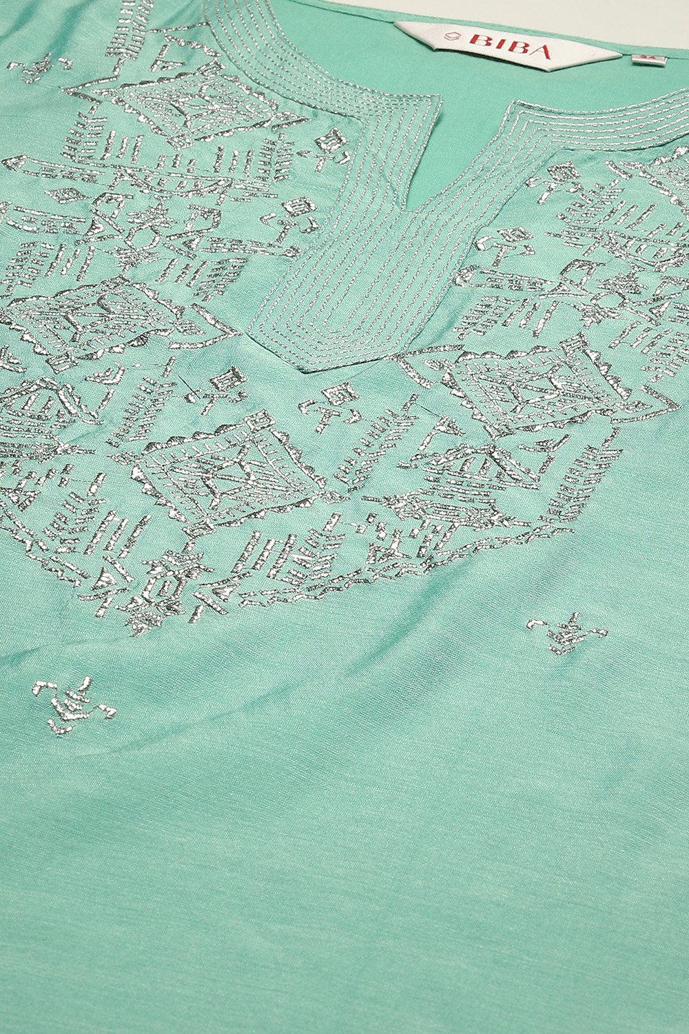 Blue Cotton Blend Straight Yarndyed Kurta image number 1