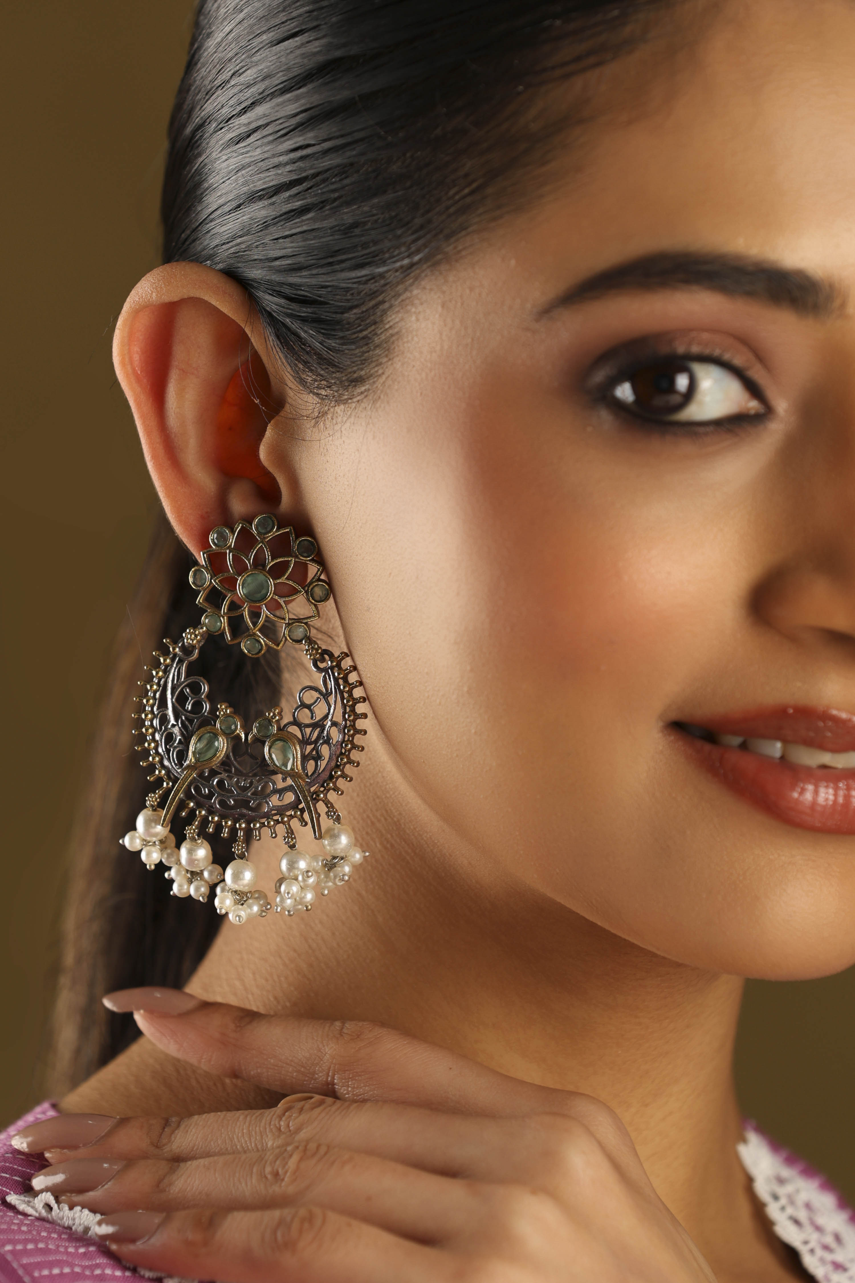 Mint Green Brass Drop & Danglers image number 1