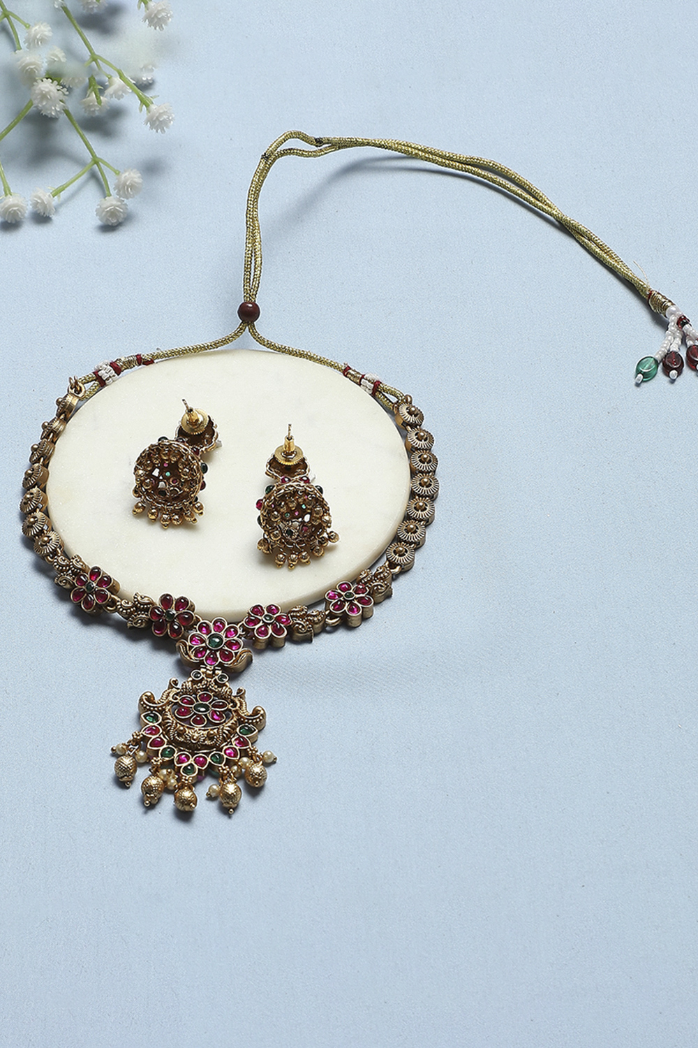 Red Green Alloy Necklace Set image number 2