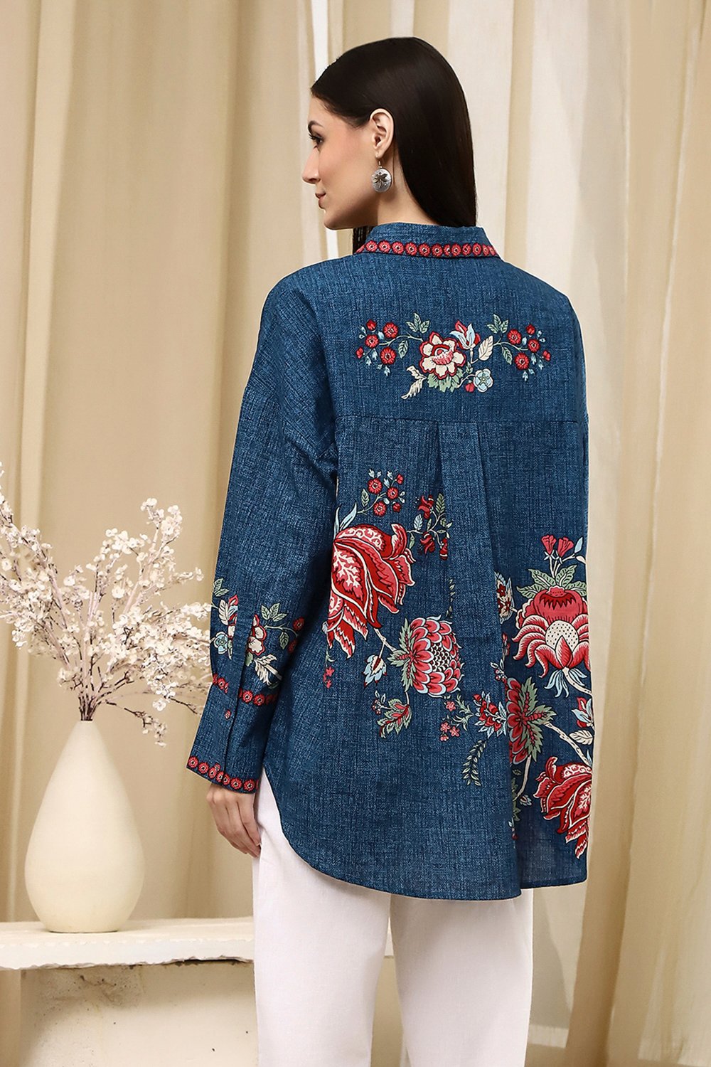 Brown Cotton Floral Printed Shirt image number 3