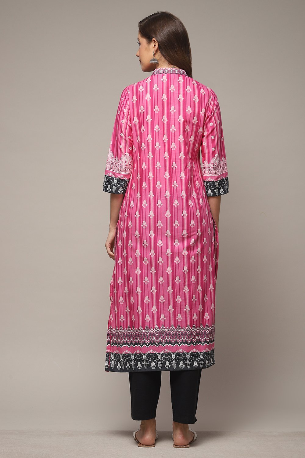 Ochre Cotton Straight Printed Kurta image number 2