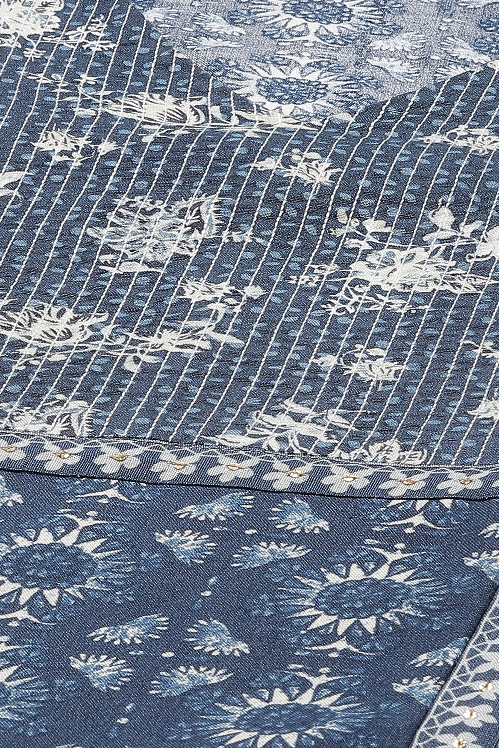 Navy LIVA A-Line Printed Kurta image number 1