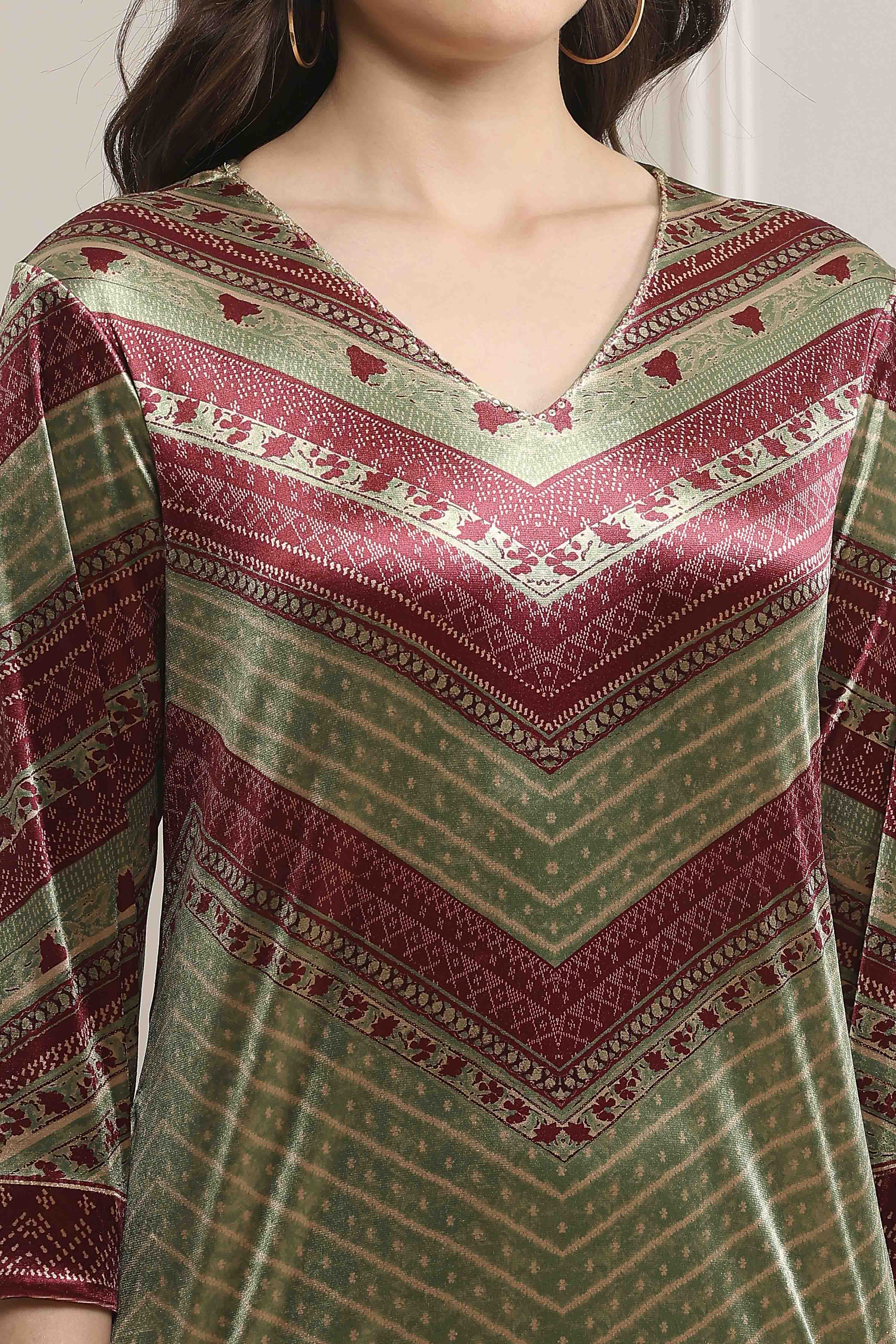 Mint Green Blended Straight Printed Kurta Pants Set image number 1