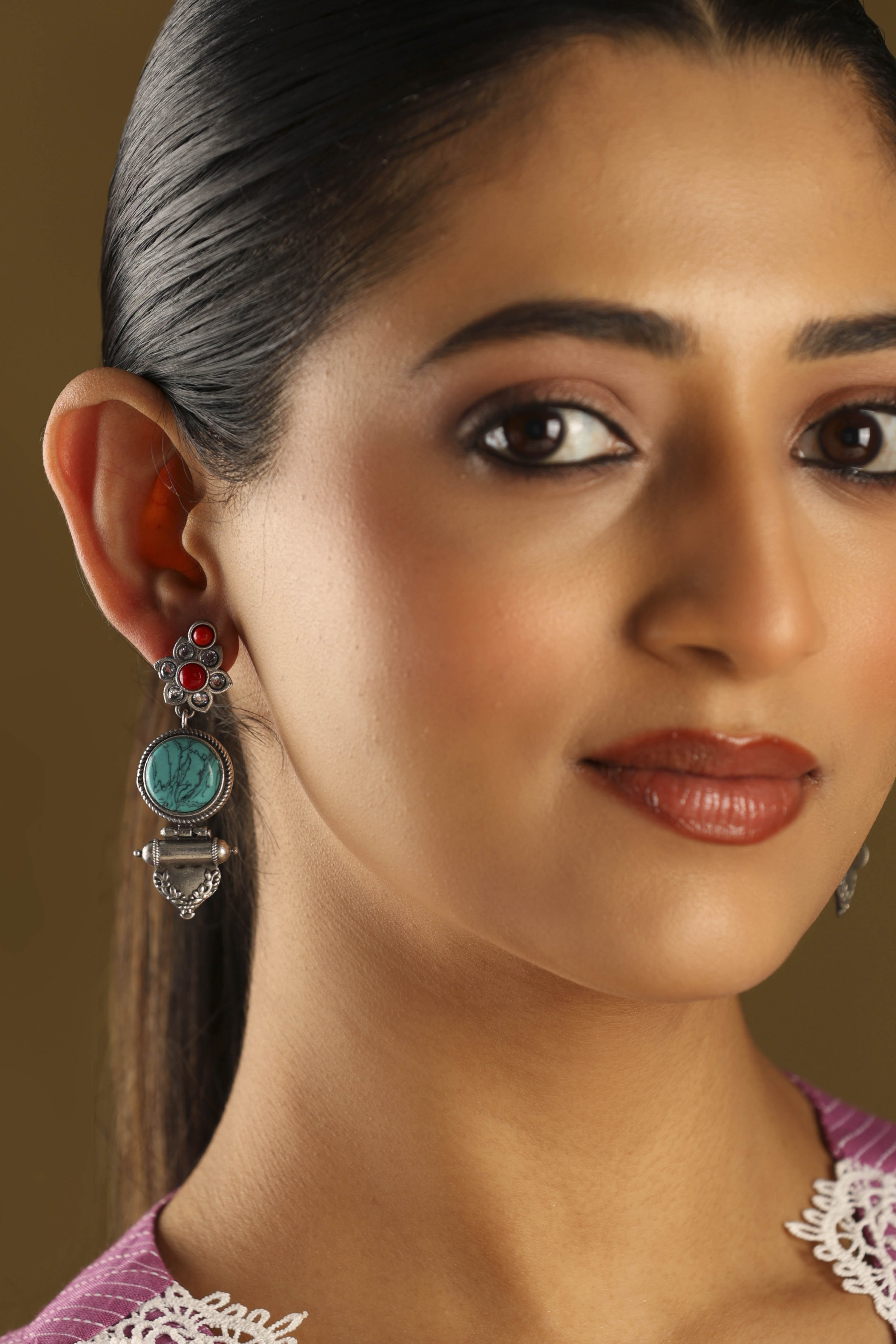 Turquoise Brass Drop & Danglers image number 3