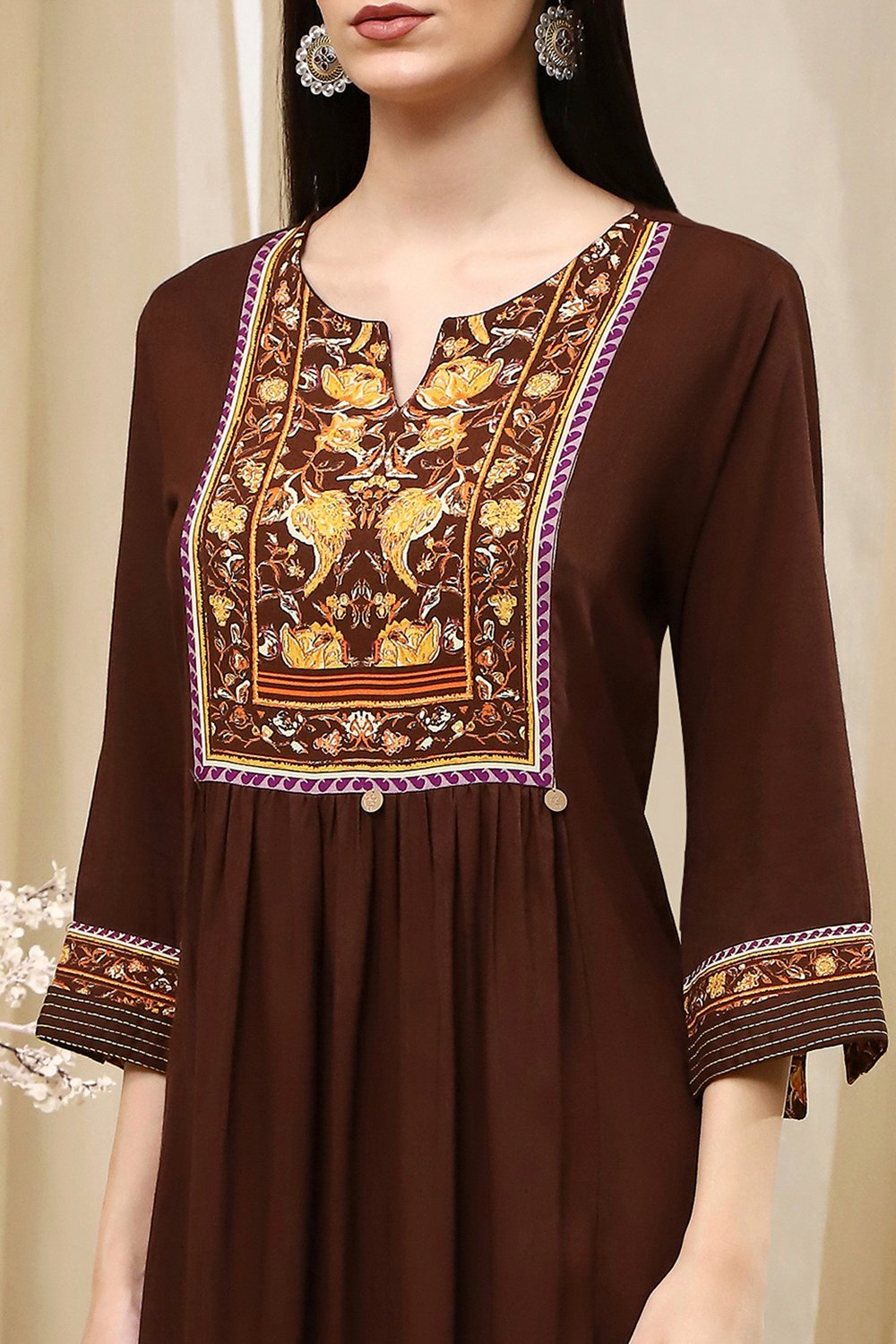 Brown Rayon Viscose Narrow Suit Set image number 1