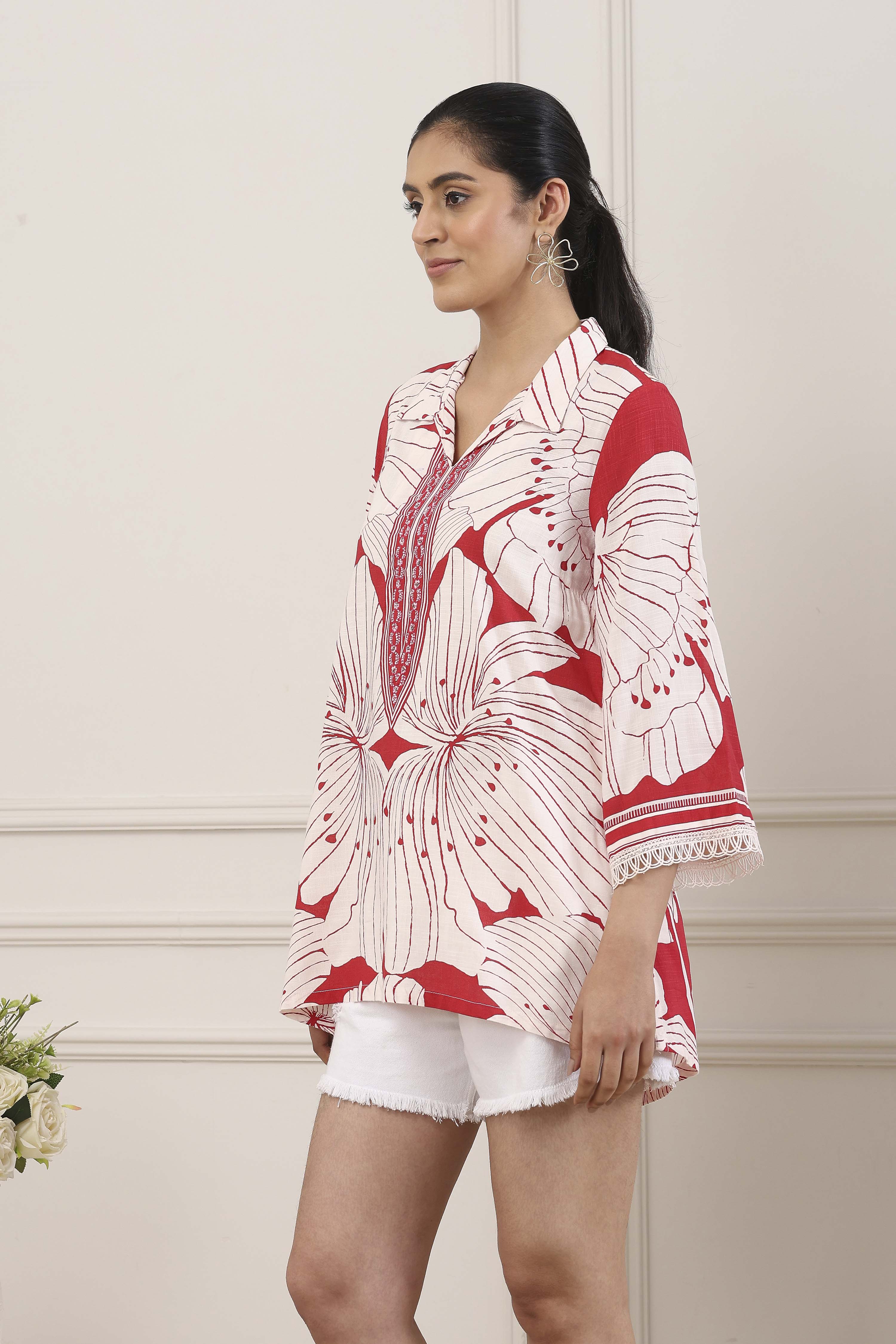 Red Viscose Rayon Straight Kurta image number 2