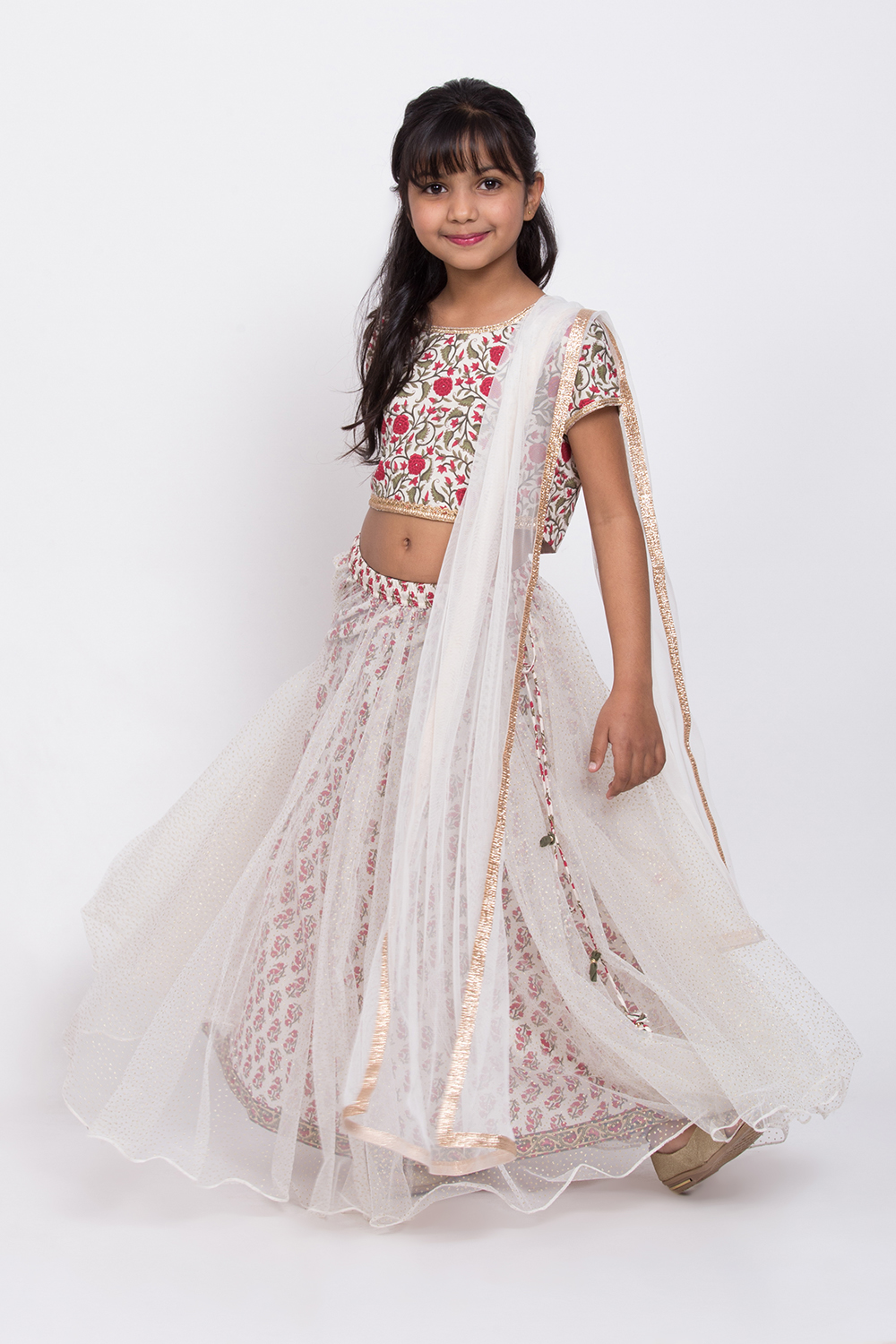 White Floral Lehenga Set image number 2