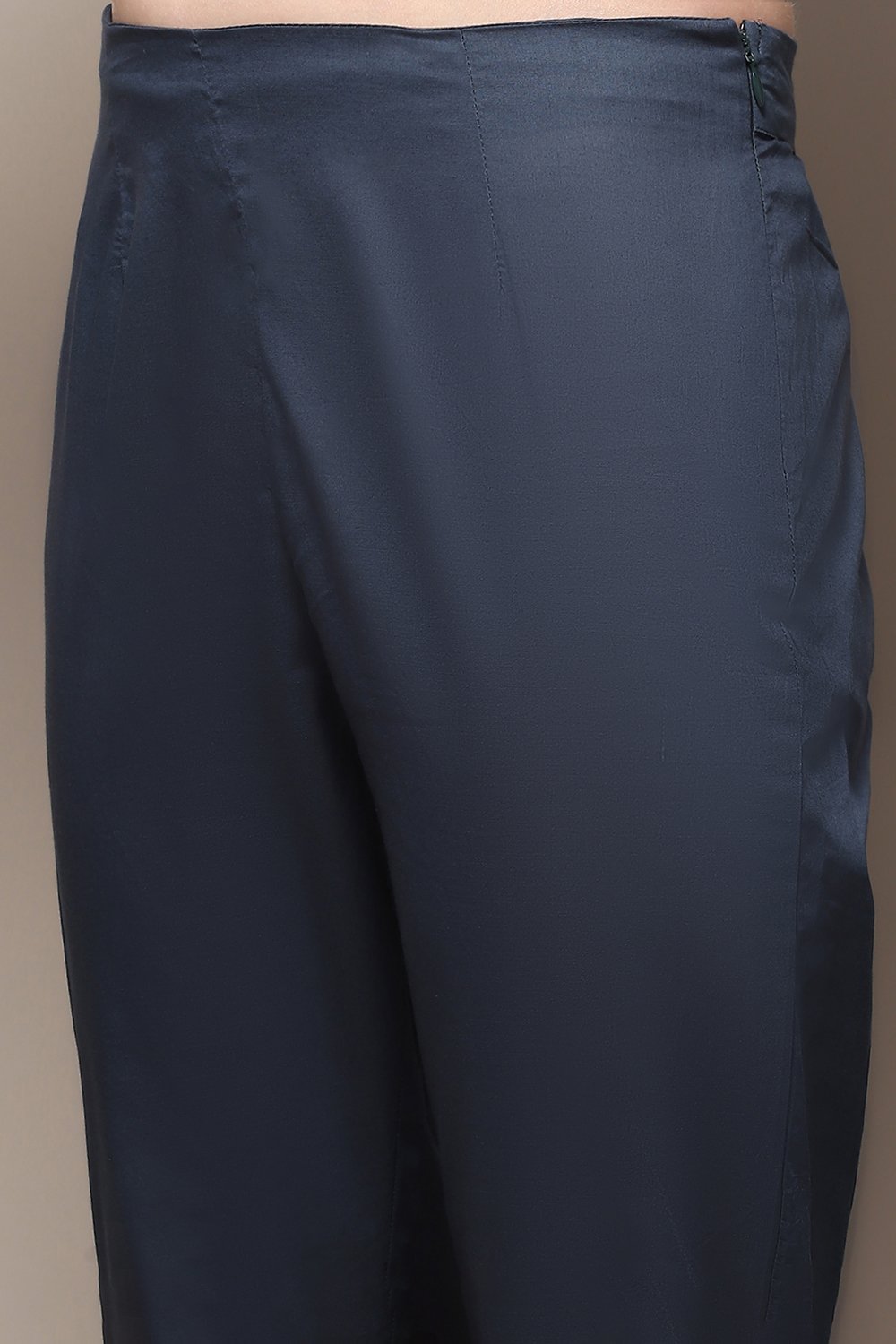 Marine Blue Printed Cotton Straight Suit Set image number 2