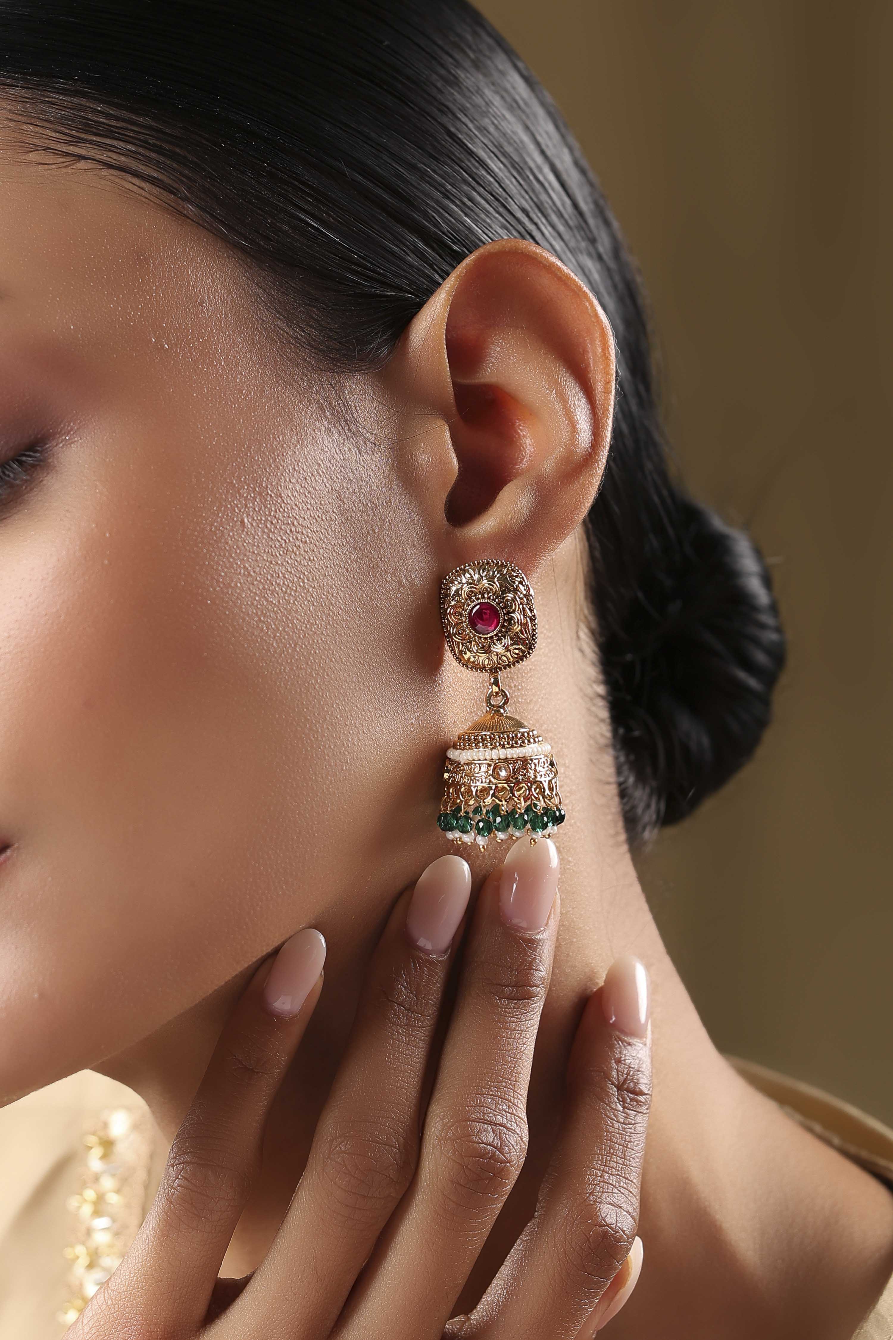 Red Alloy Jhumka image number 1