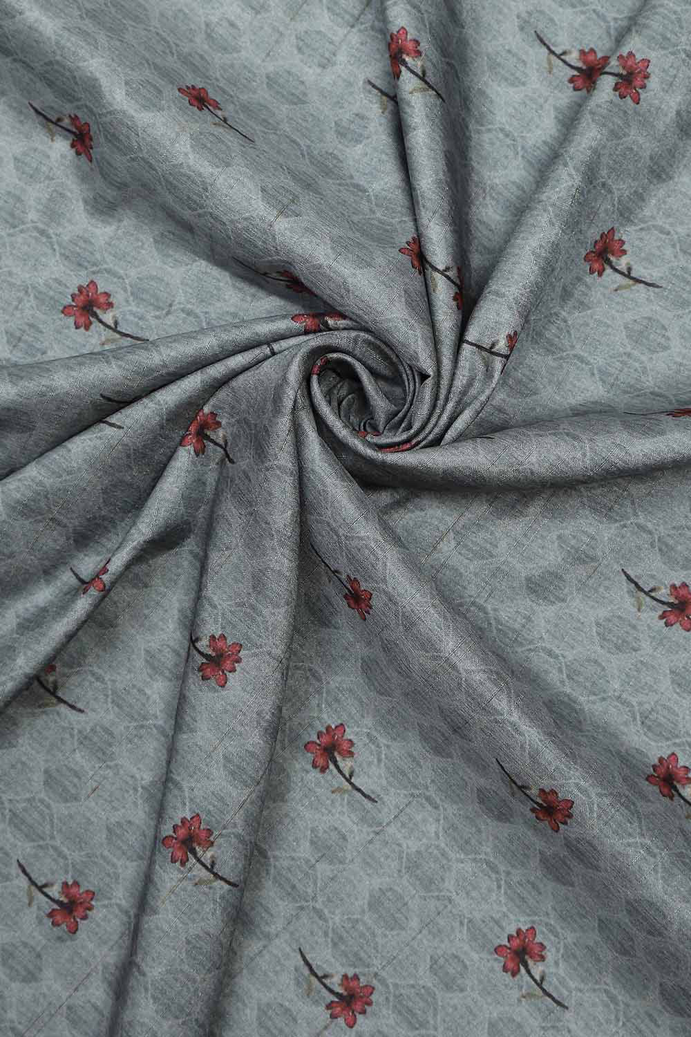 Peach Silk Tussar Handloom Unstitched Suit Set image number 2
