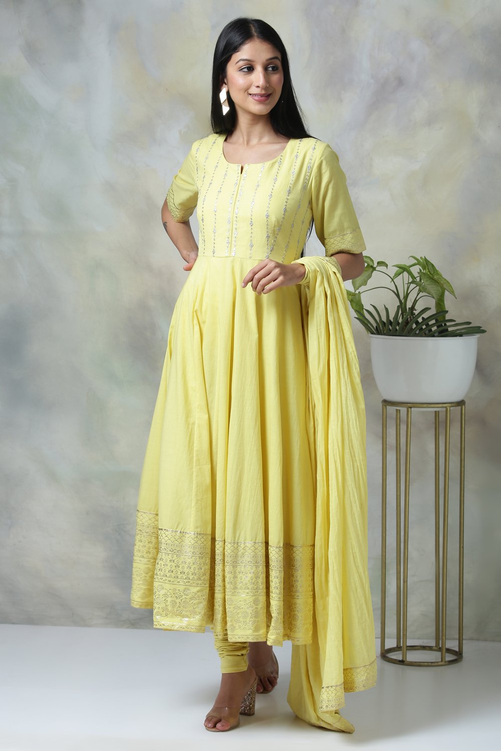 Red Cotton Anarkali Suit image number 1
