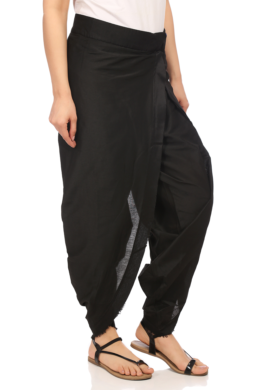 Cream Poly Viscose Petal Pants image number 2