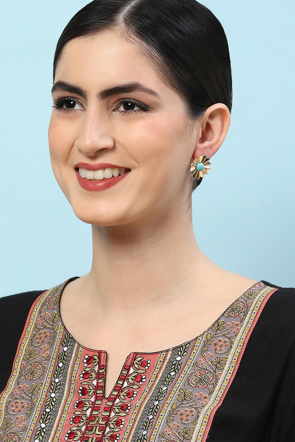 Turquoise Alloy Earrings image number 3