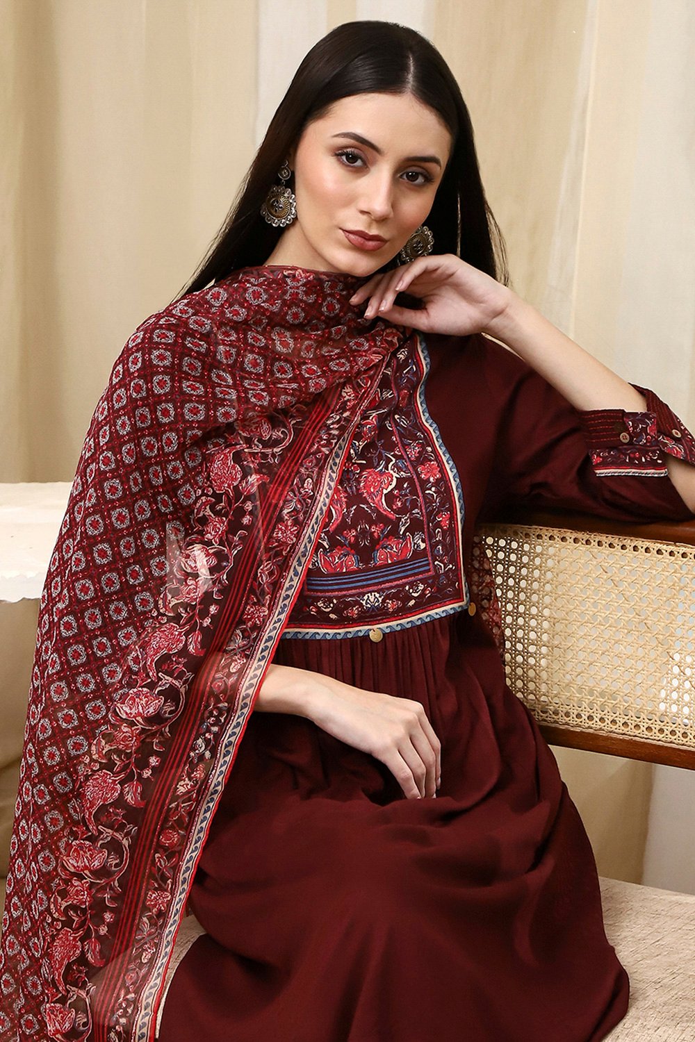 Brown Rayon Viscose Narrow Suit Set image number 7