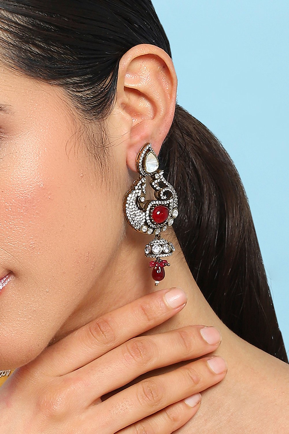 Red Brass Drop & Danglers image number 1