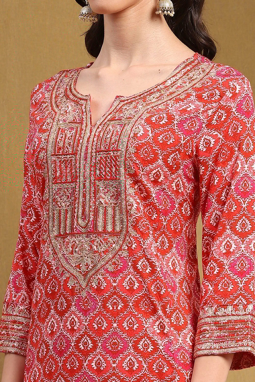 Grey Printed Festive A-line Suit Set image number 1
