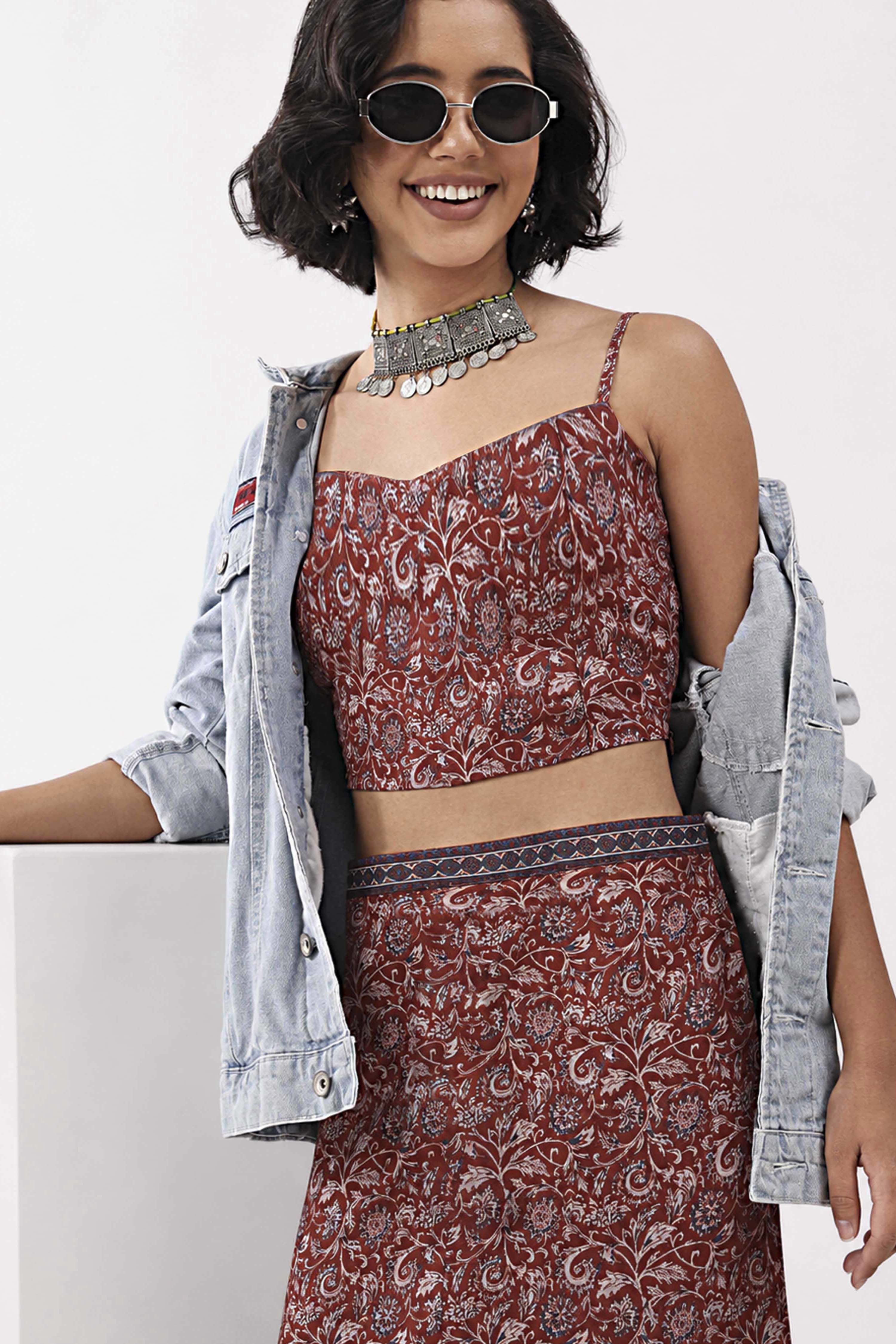 Blue Cotton Printed Top image number 0