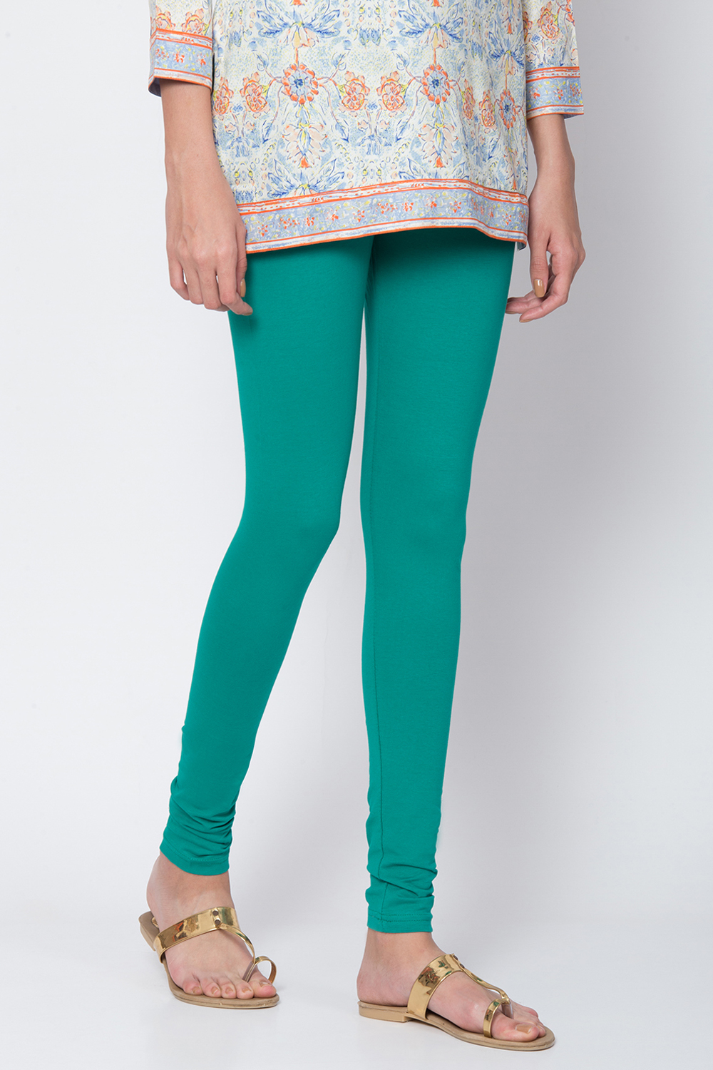 White Cotton Blend Dyed Churidar image number 0