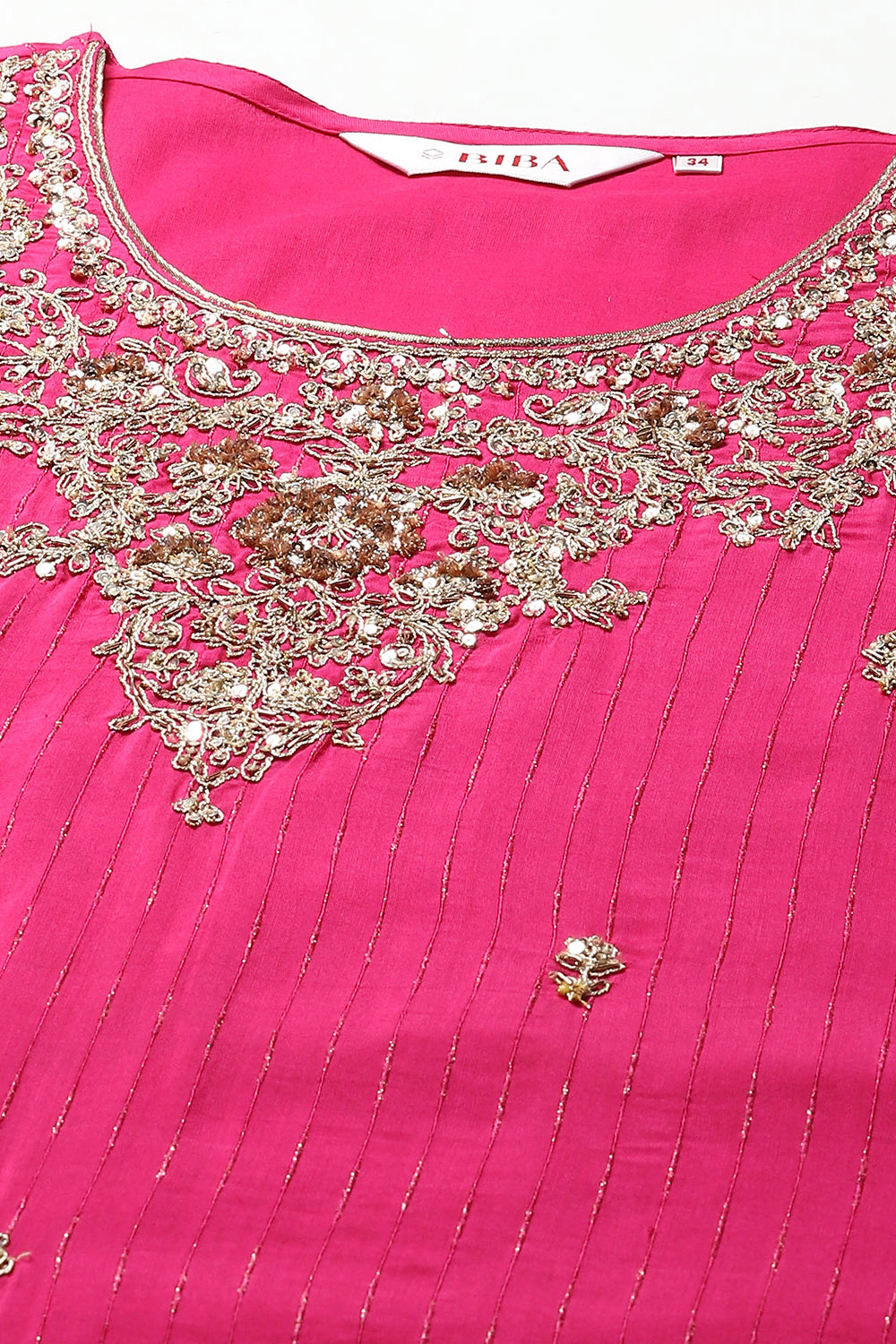 Fuchsia Viscose Blend Straight Kurta Garara Suit Set image number 1