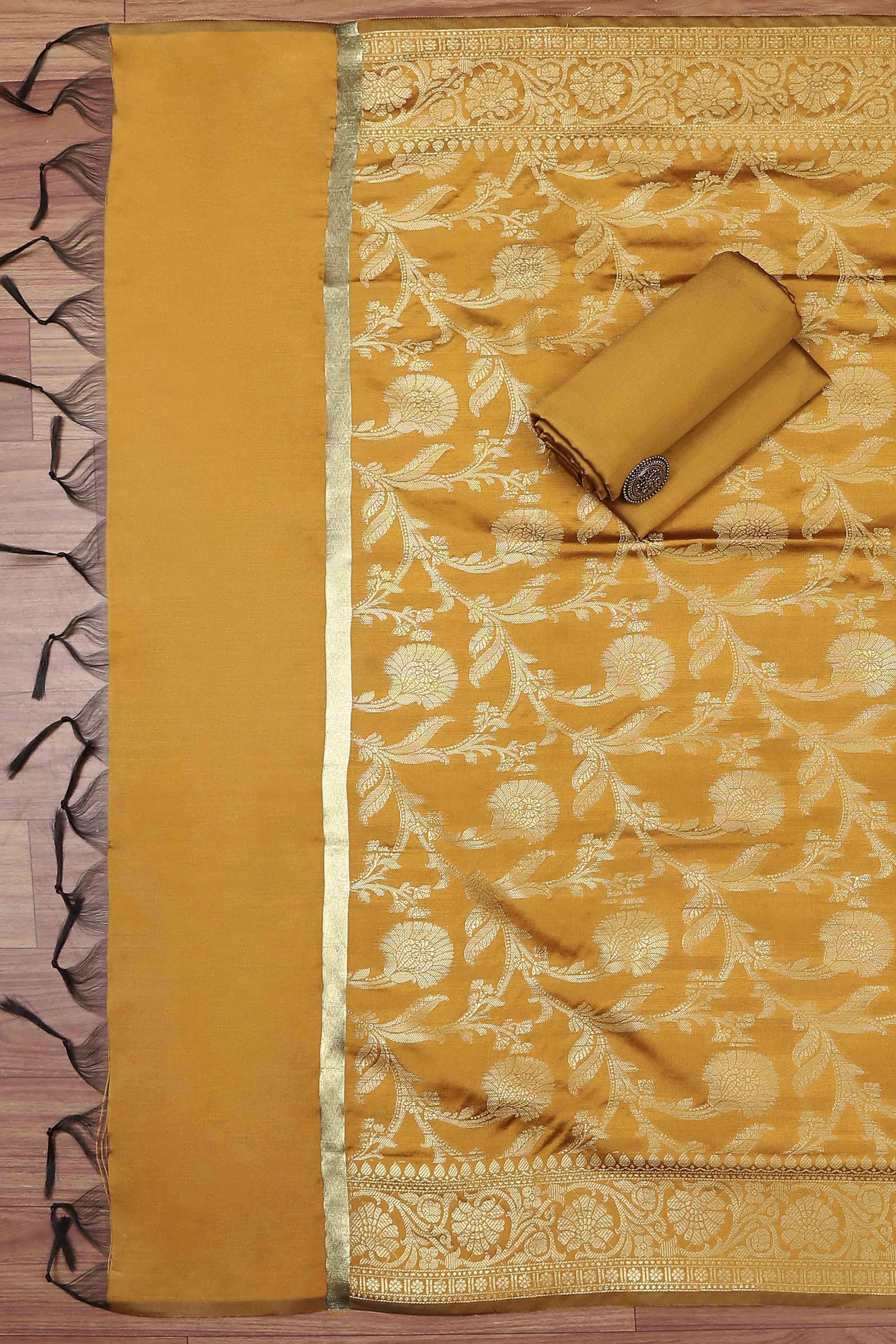 Rama Green Silk Unstitched Suit Set image number 3